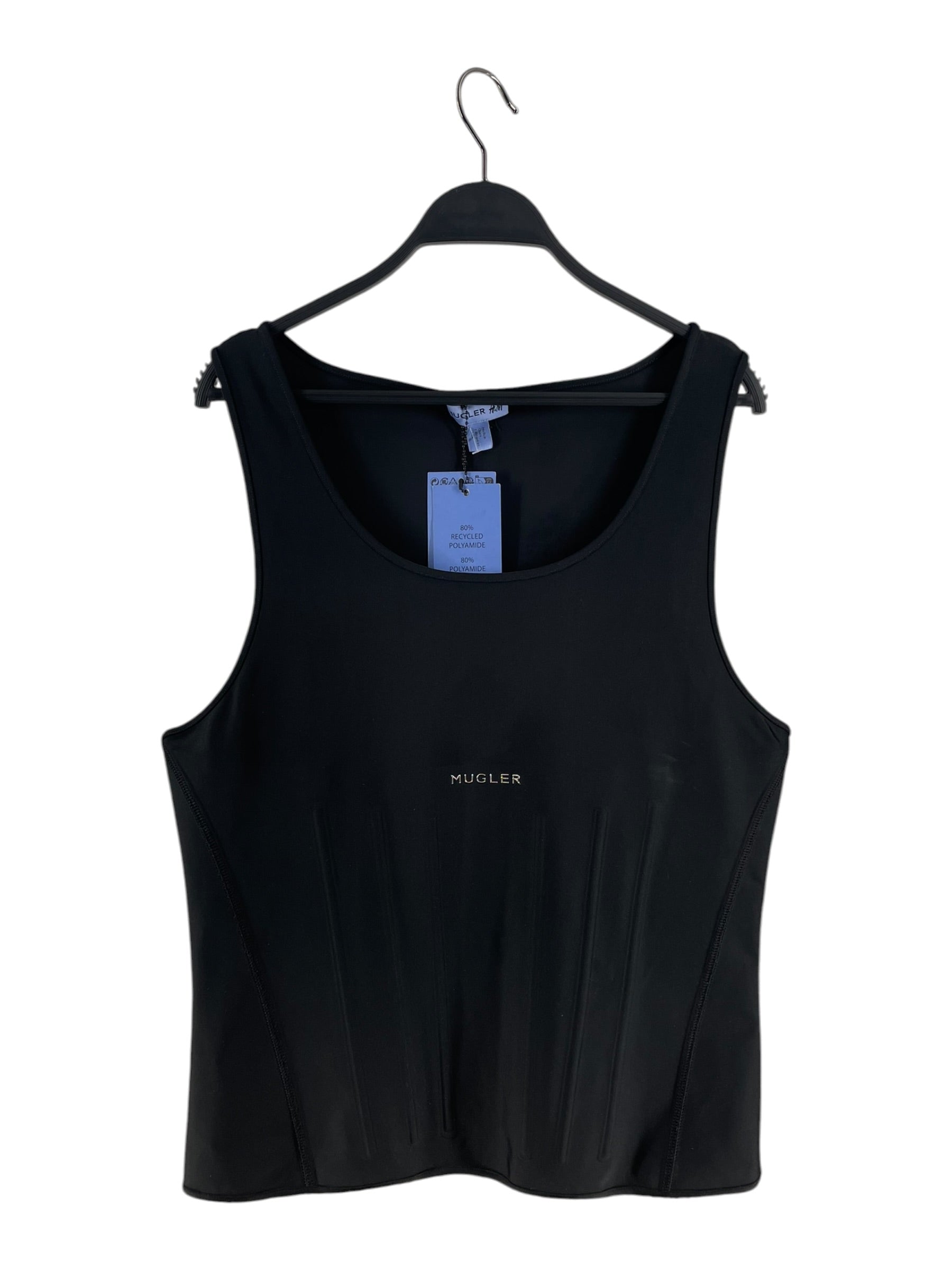 MUGLER/H&M/SS Cut & Sew/XL/Polyester/BLK/BLACK CORSET WAIST TANK TOP view 1