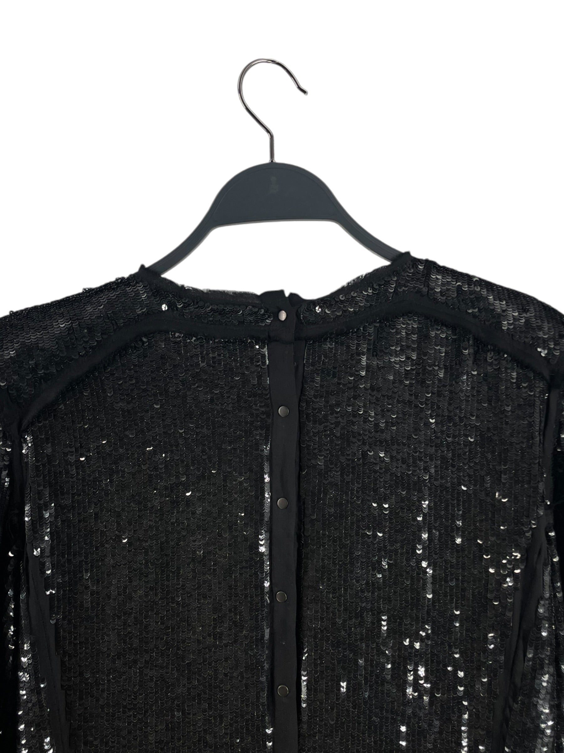 BALMAIN/LS Blouse/38/Silk/BLK/SEQUIN SHOUDLER PAD, NECK BOW view 4