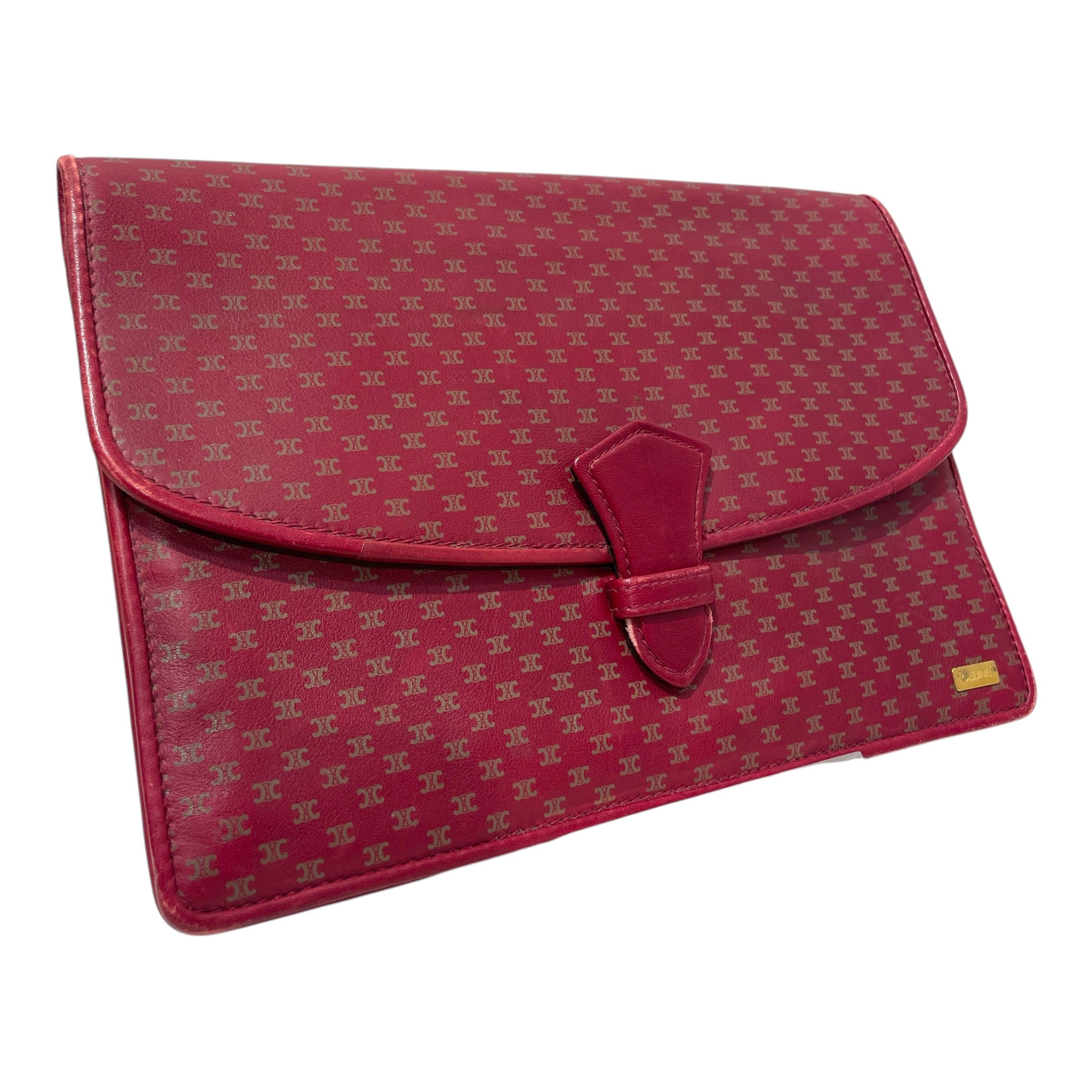 CELINE/Clutch Bag/Monogram/Leather/RED/Bordeaux/Red Monogram Clutch view 1