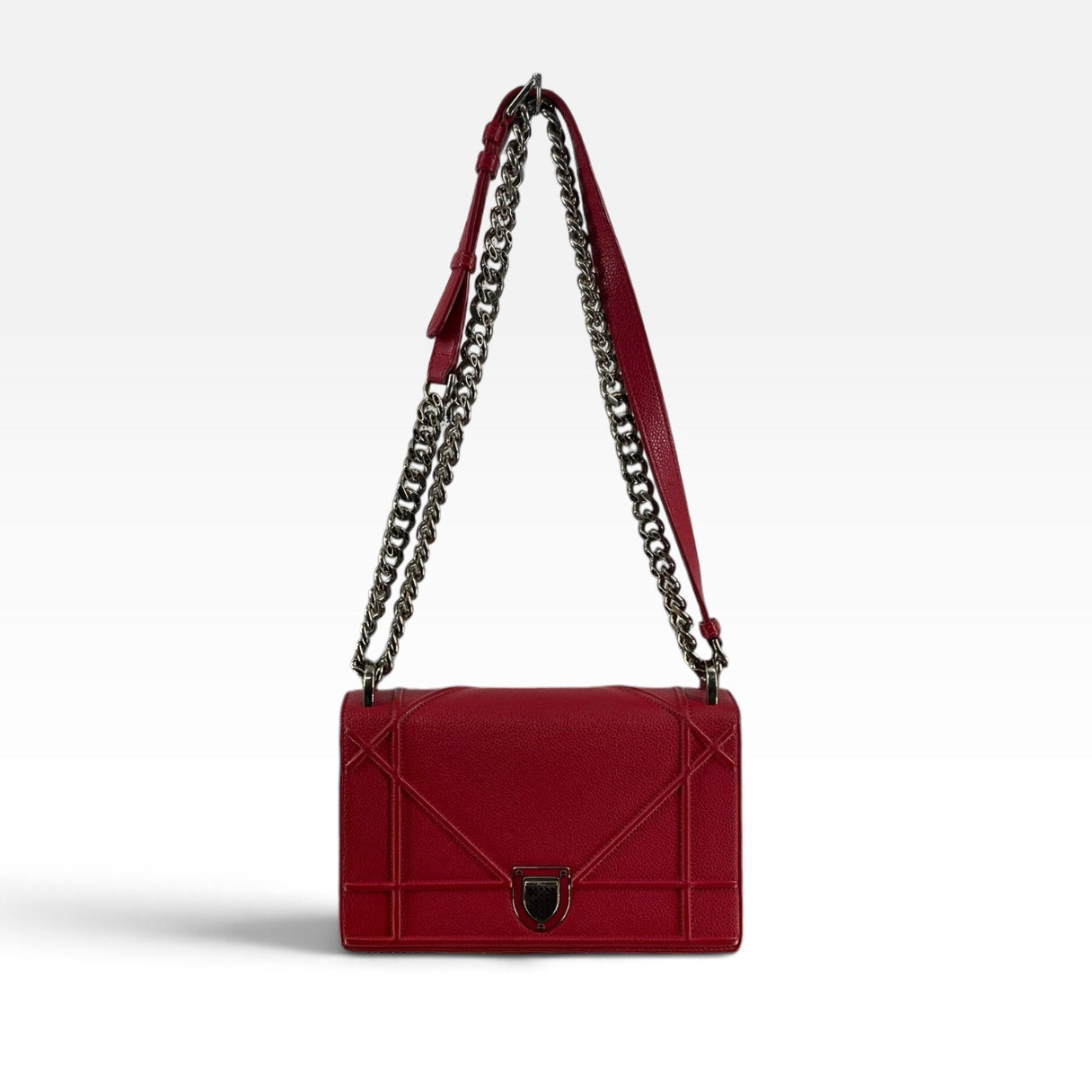 Christian Dior/Cross Body Bag/Leather/RED/13-BO-0116/SLV SHEILD BUCKLE view 1