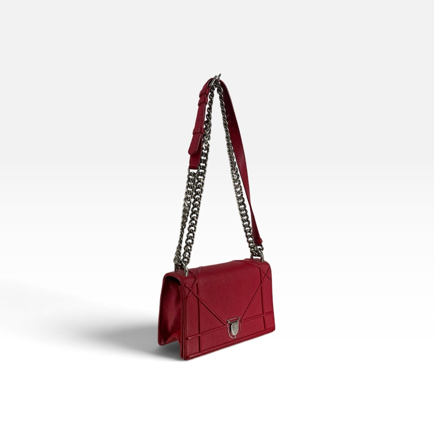 Christian Dior/Cross Body Bag/Leather/RED/13-BO-0116/SLV SHEILD BUCKLE view 2