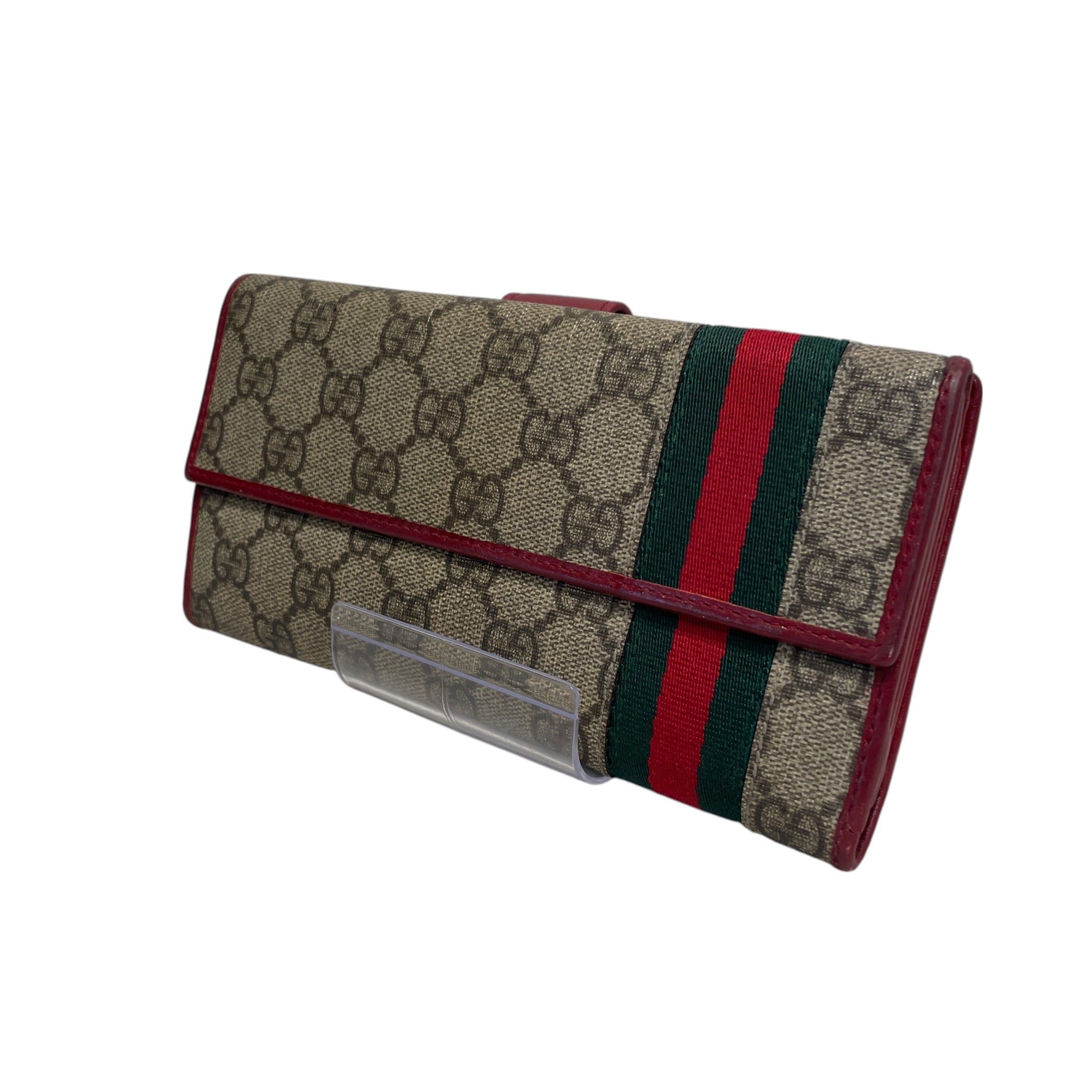 GUCCI/Long Wallet/Monogram/Leather/BRW/L's/GG Supreme Web Continental view 1
