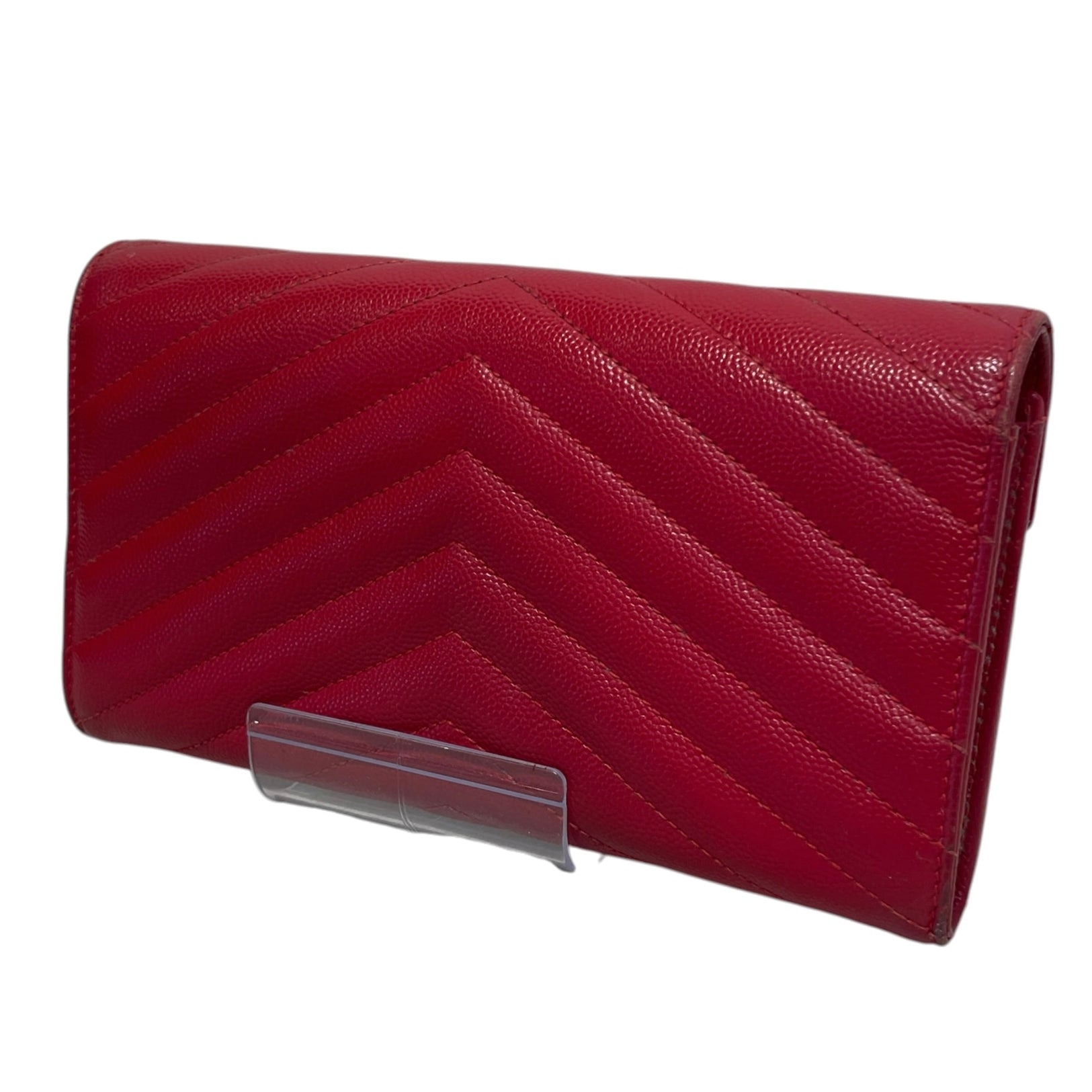 YVES SAINT LAURENT/Long Wallet/Leather/RED/L's/Chevron Leather Continental view 2