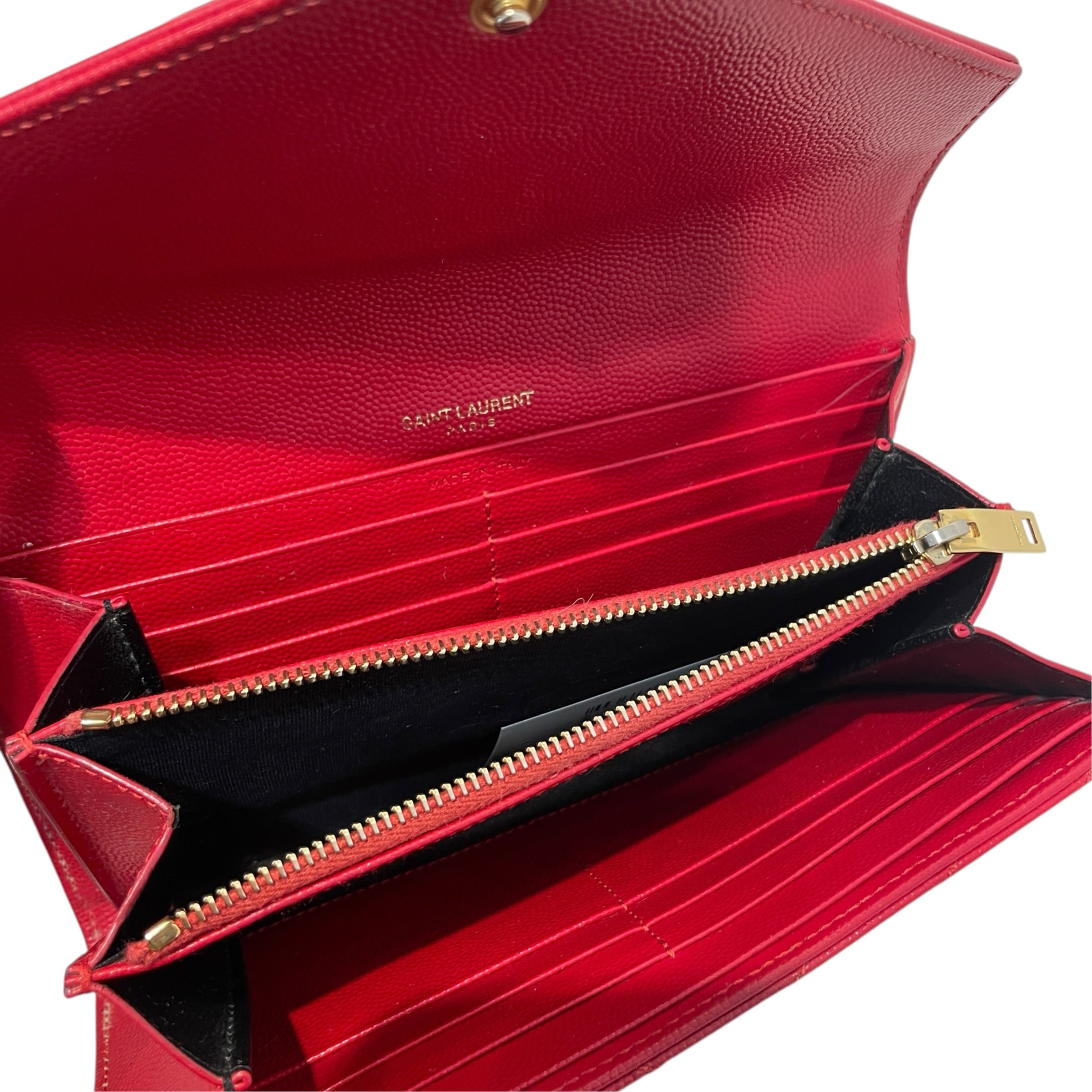 YVES SAINT LAURENT/Long Wallet/Leather/RED/L's/Chevron Leather Continental view 4