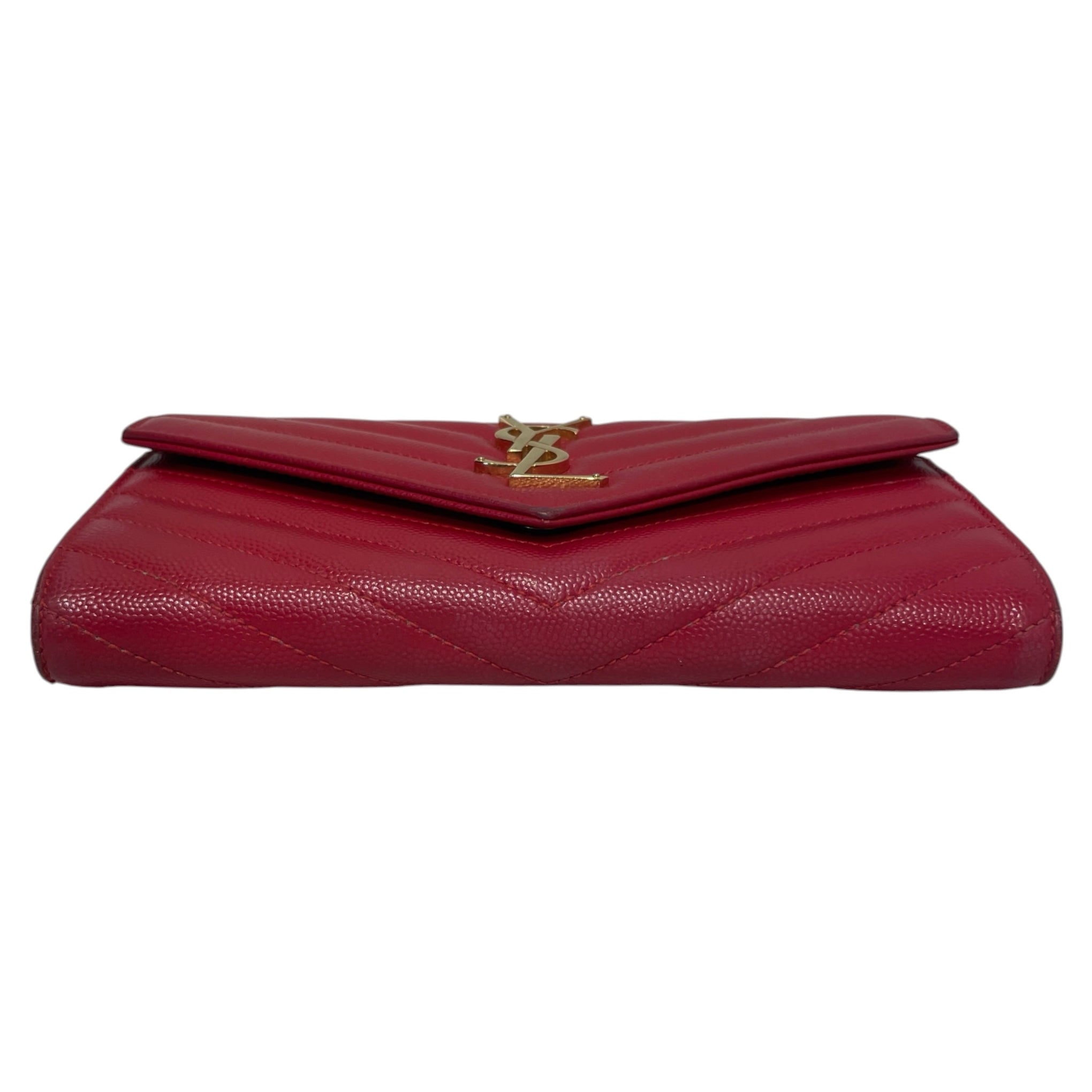 YVES SAINT LAURENT/Long Wallet/Leather/RED/L's/Chevron Leather Continental view 3