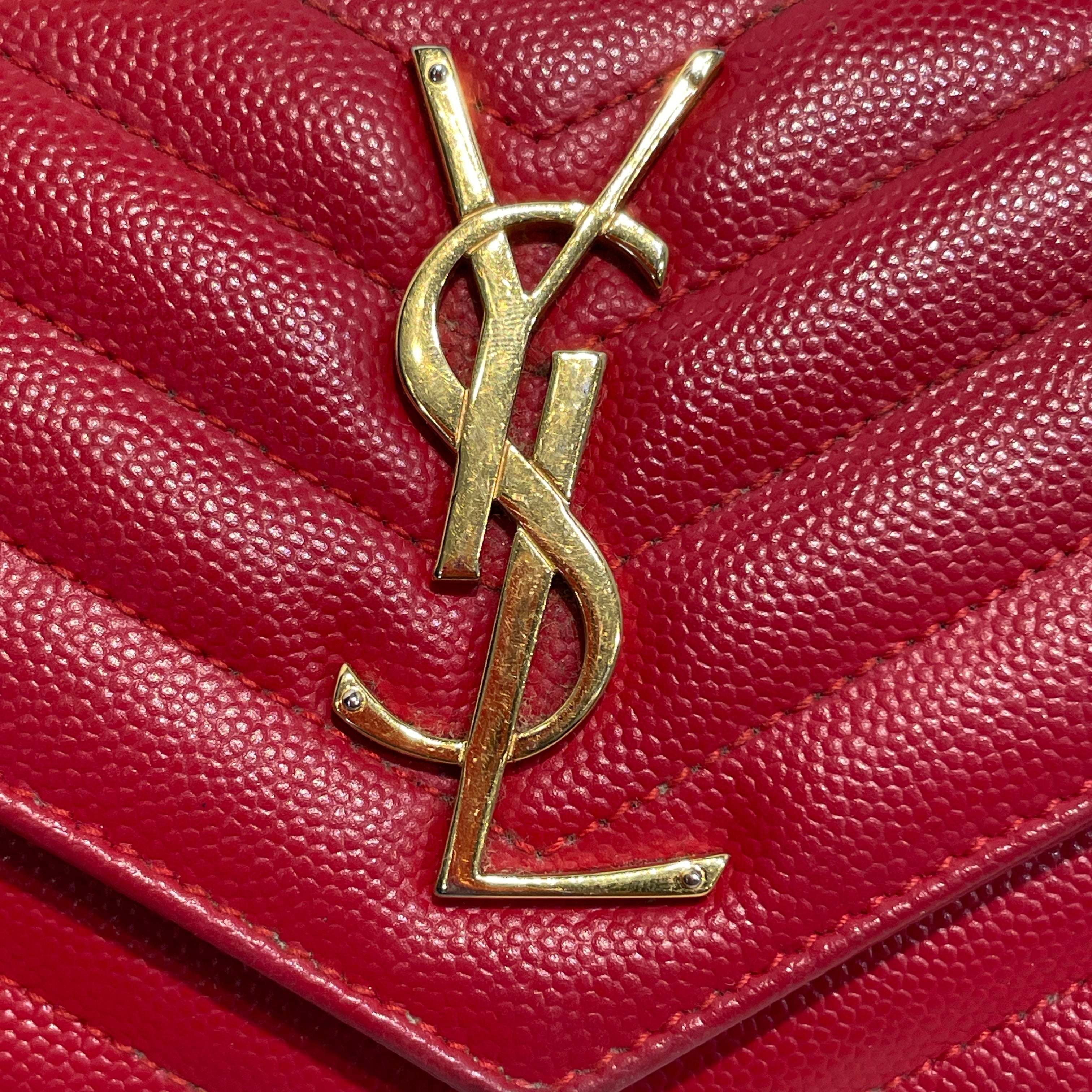 YVES SAINT LAURENT/Long Wallet/Leather/RED/L's/Chevron Leather Continental view 5