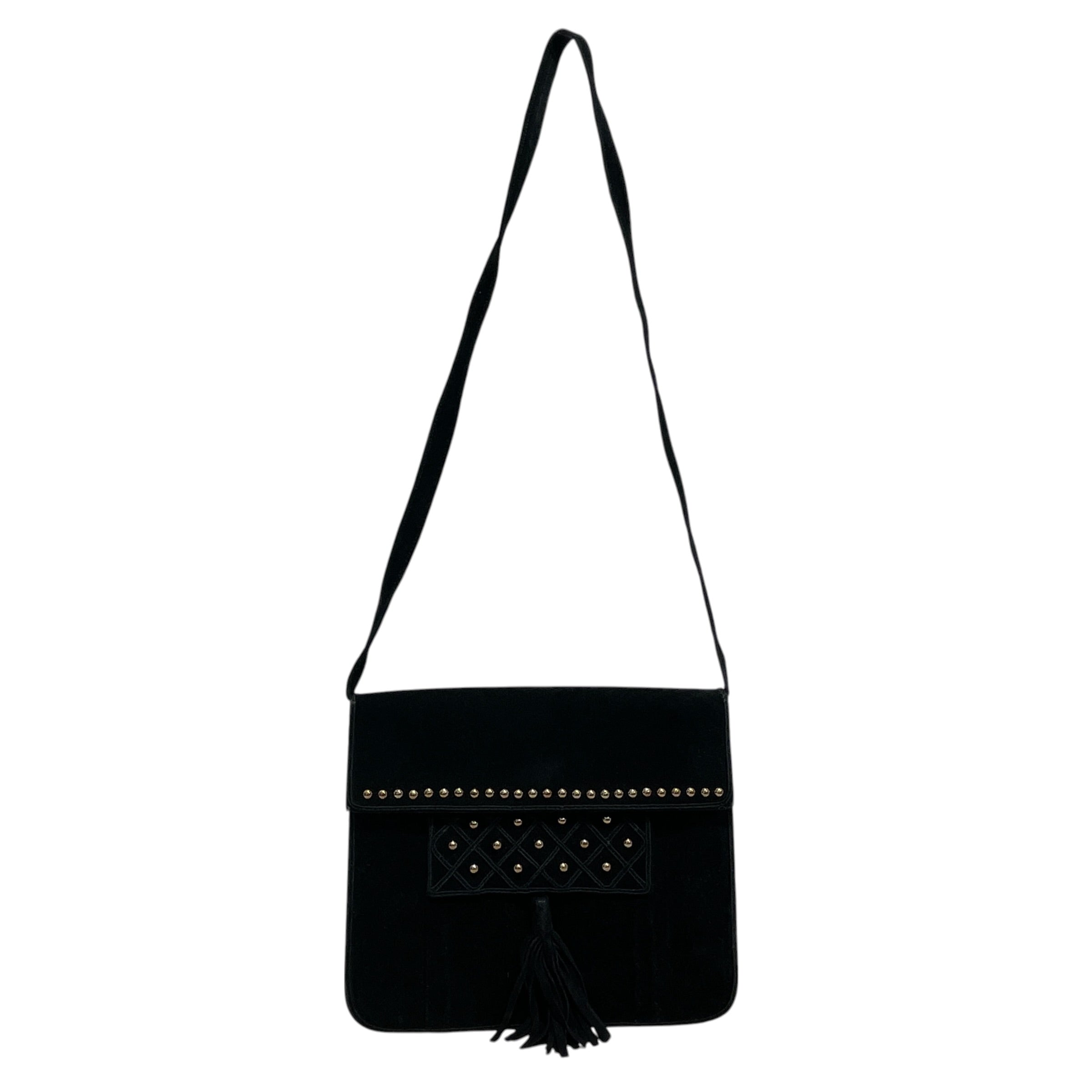 YVES SAINT LAURENT rive gauche/Cross Body Bag/Suede/BLK/Studded Vintage Bag view 1