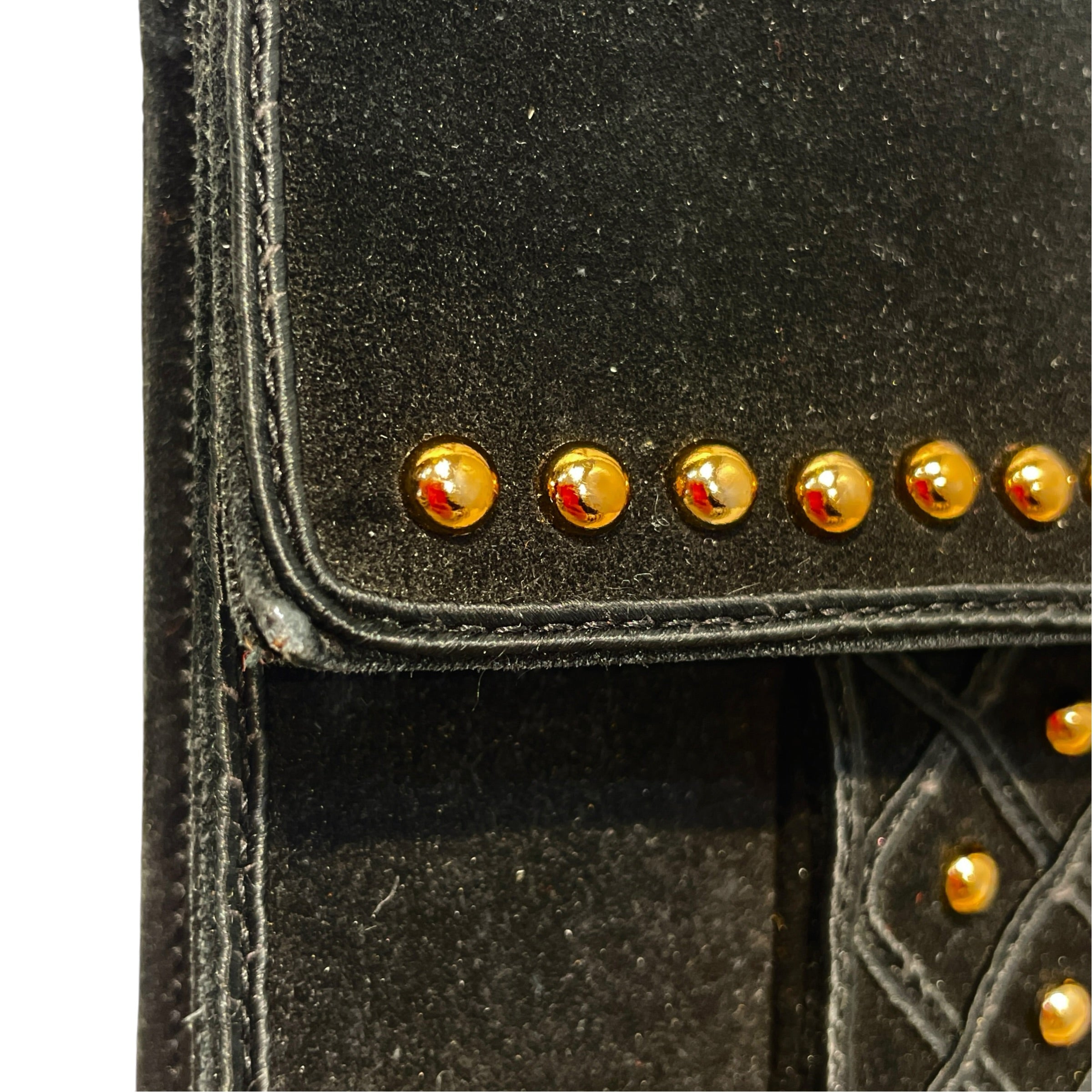 YVES SAINT LAURENT rive gauche/Cross Body Bag/Suede/BLK/Studded Vintage Bag view 6