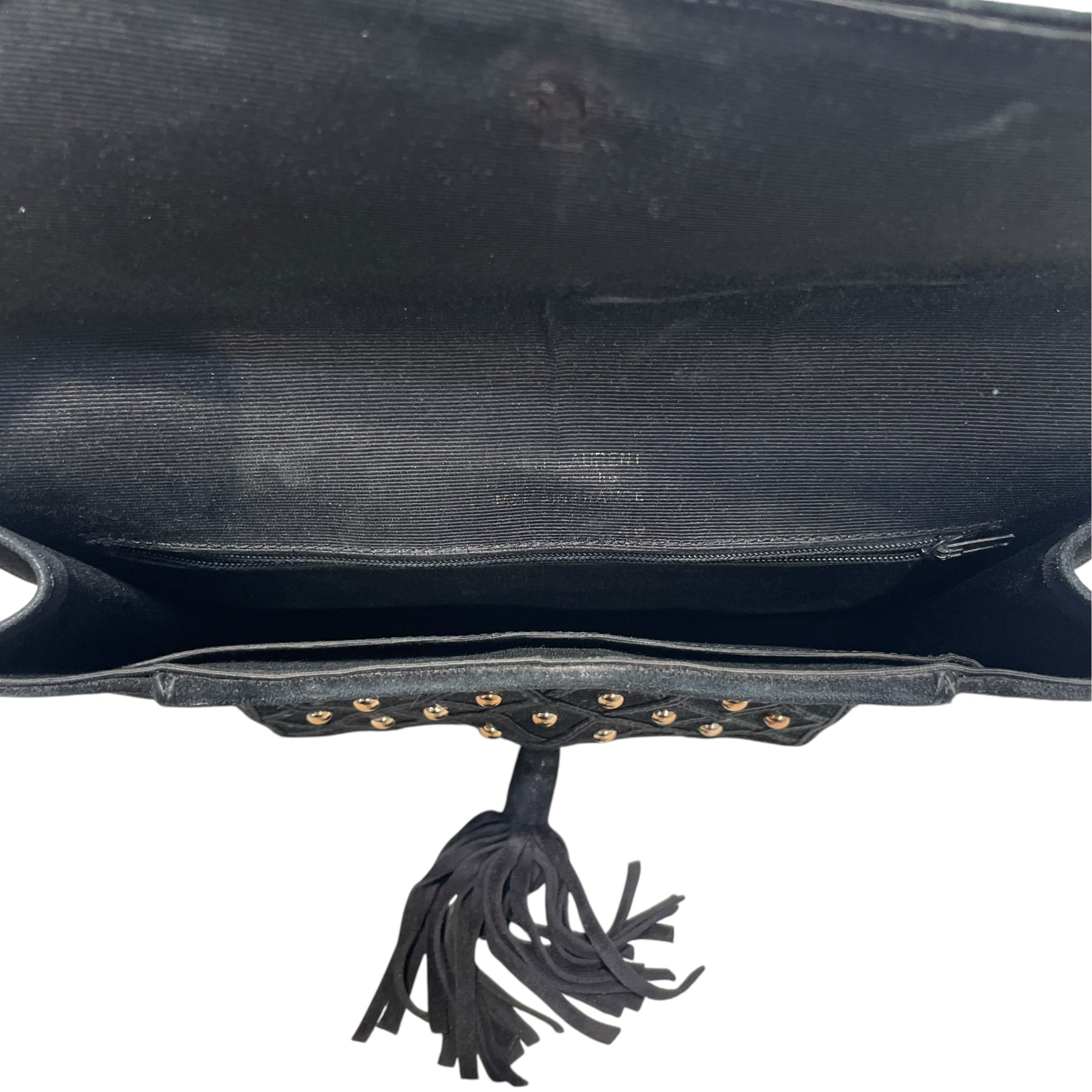 YVES SAINT LAURENT rive gauche/Cross Body Bag/Suede/BLK/Studded Vintage Bag view 4
