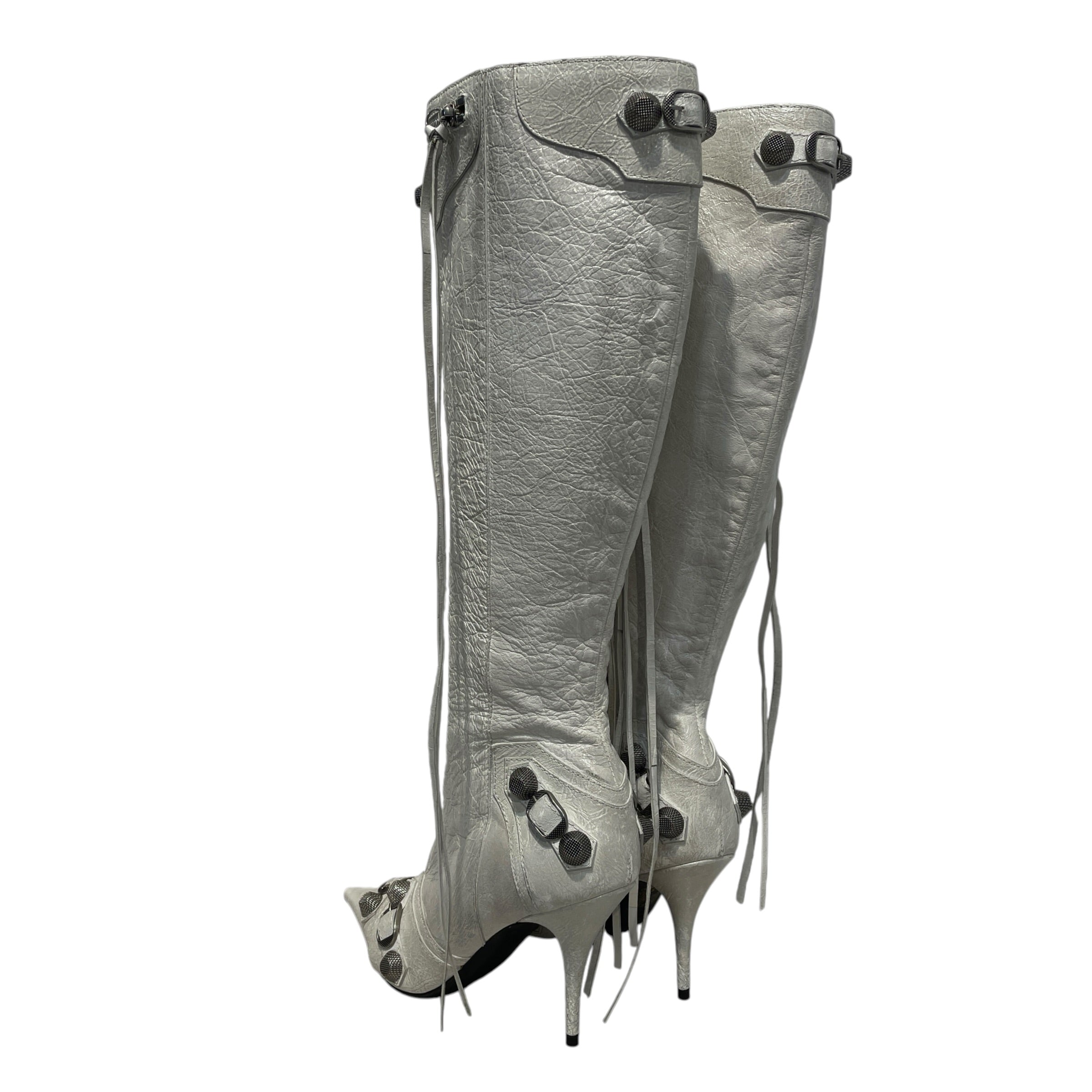 BALENCIAGA/Long Boots/EU 38.5/Leather/WHT/Cagole Knee-High Boots view 2