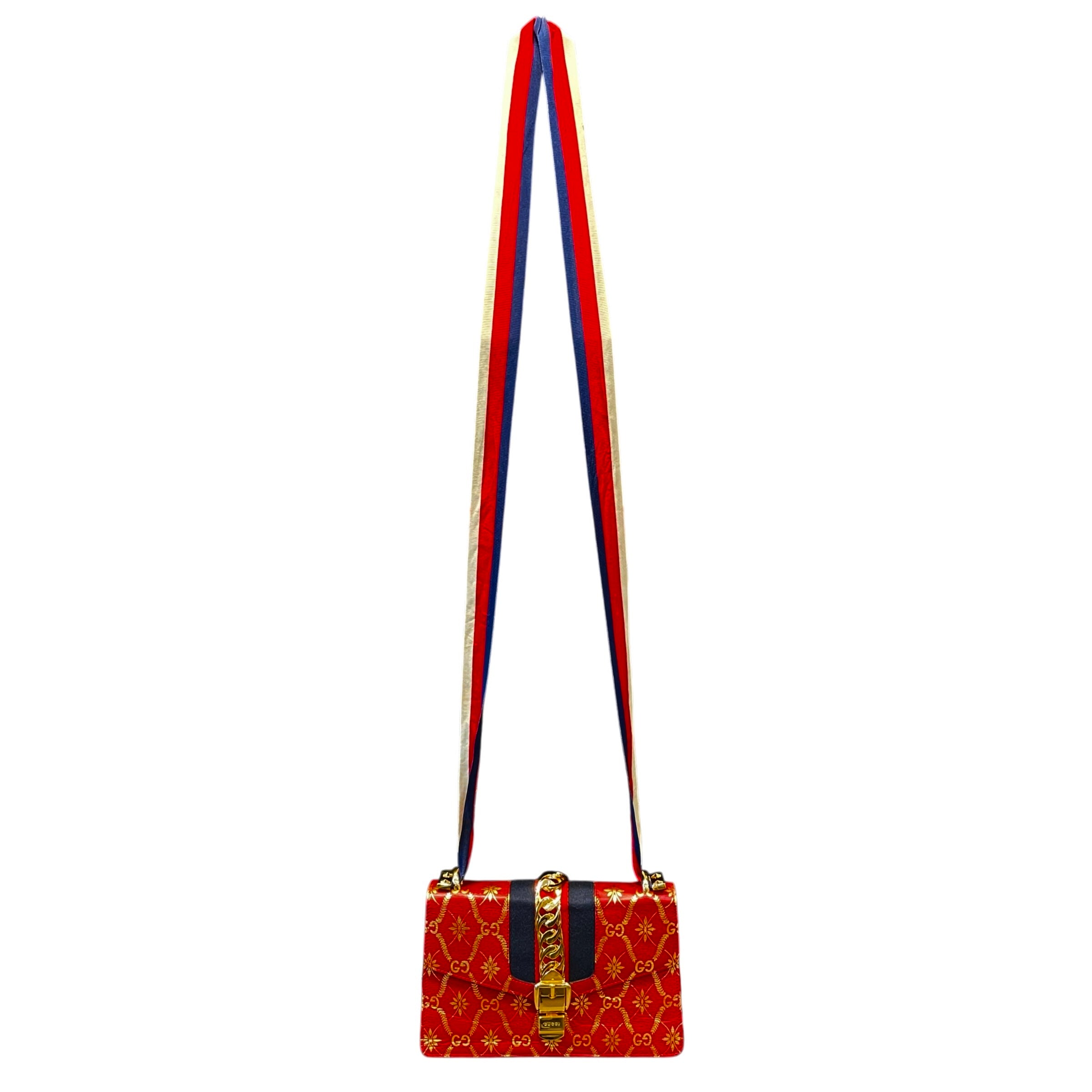 GUCCI/Cross Body Bag/All Over Print/Leather/RED/Sylvie Shoulder view 1