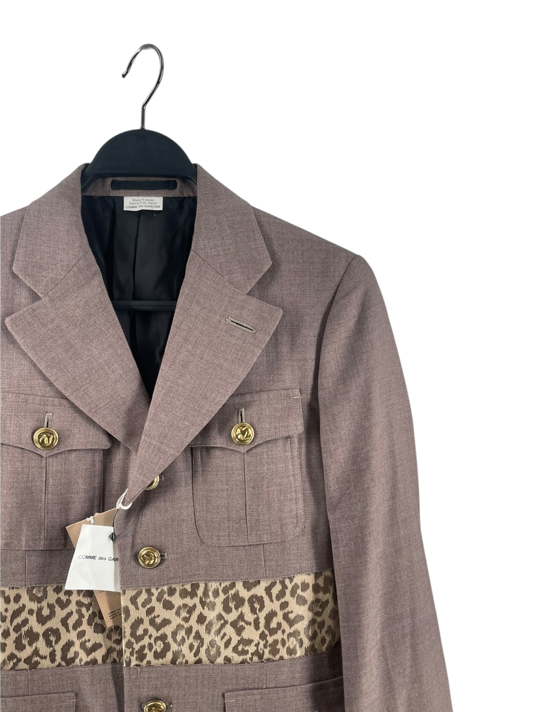 COMME des GARCONS HOMME/Tailored Jkt/XS/Wool/BRW/AD2014 PO-J014 CHEETAH BLAZER view 3