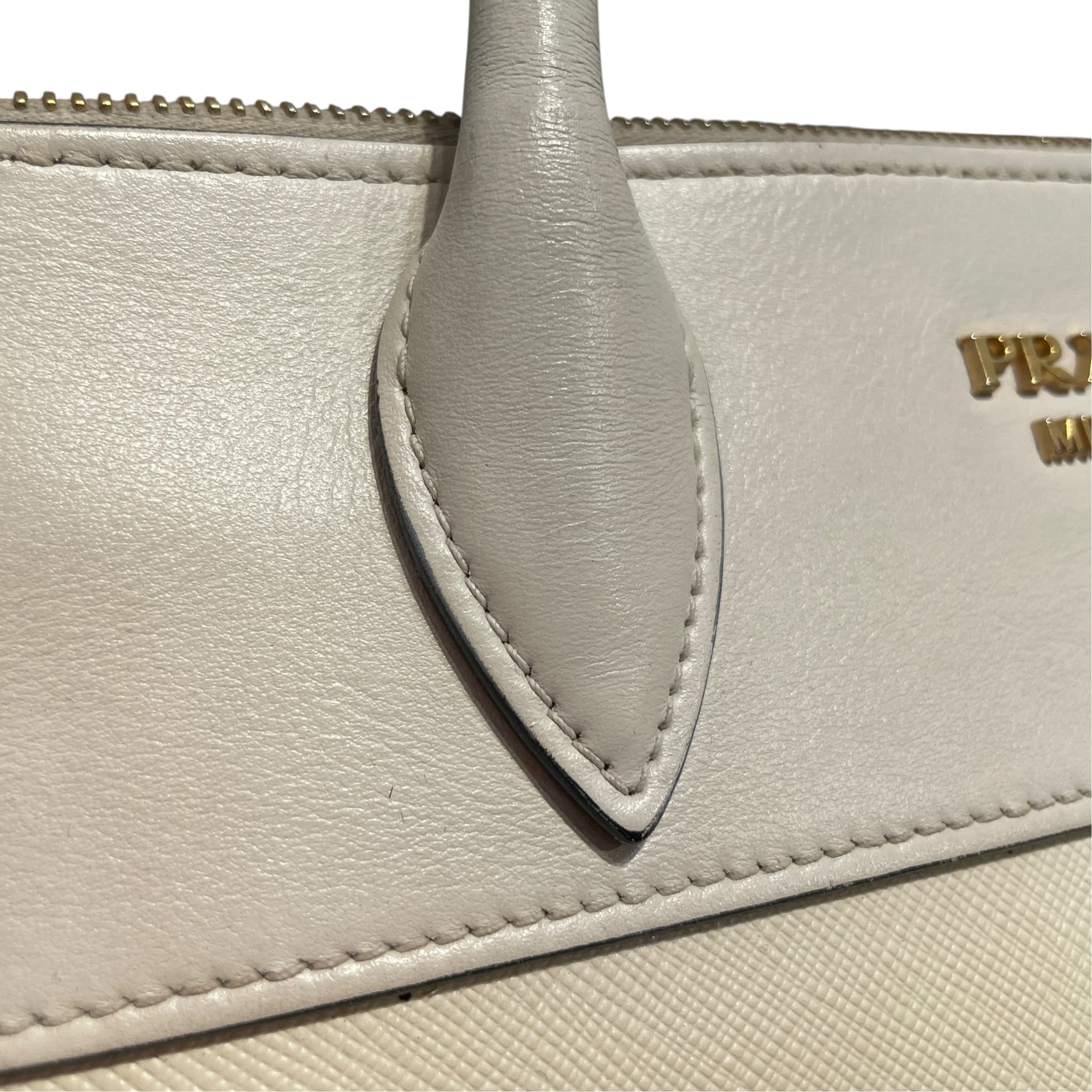 PRADA/Hand Bag/Leather/WHT/galleria leather tote view 6