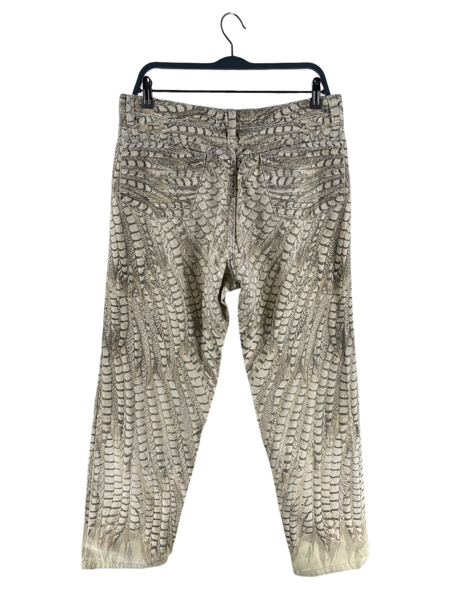 roberto cavalli/Straight Pants/XL/All Over Print/Cotton/BEG/FEATHER PRINT 2004 RUNWAY view 2