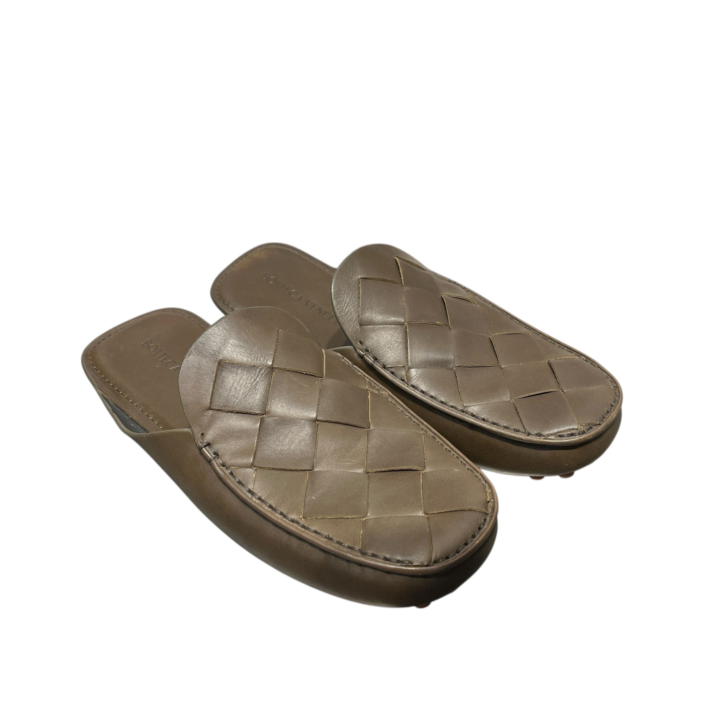 BOTTEGA VENETA/Sandals/EU 42/Leather/GRN/Slip-on/OLIVE INTRECCIATO MULES view 1