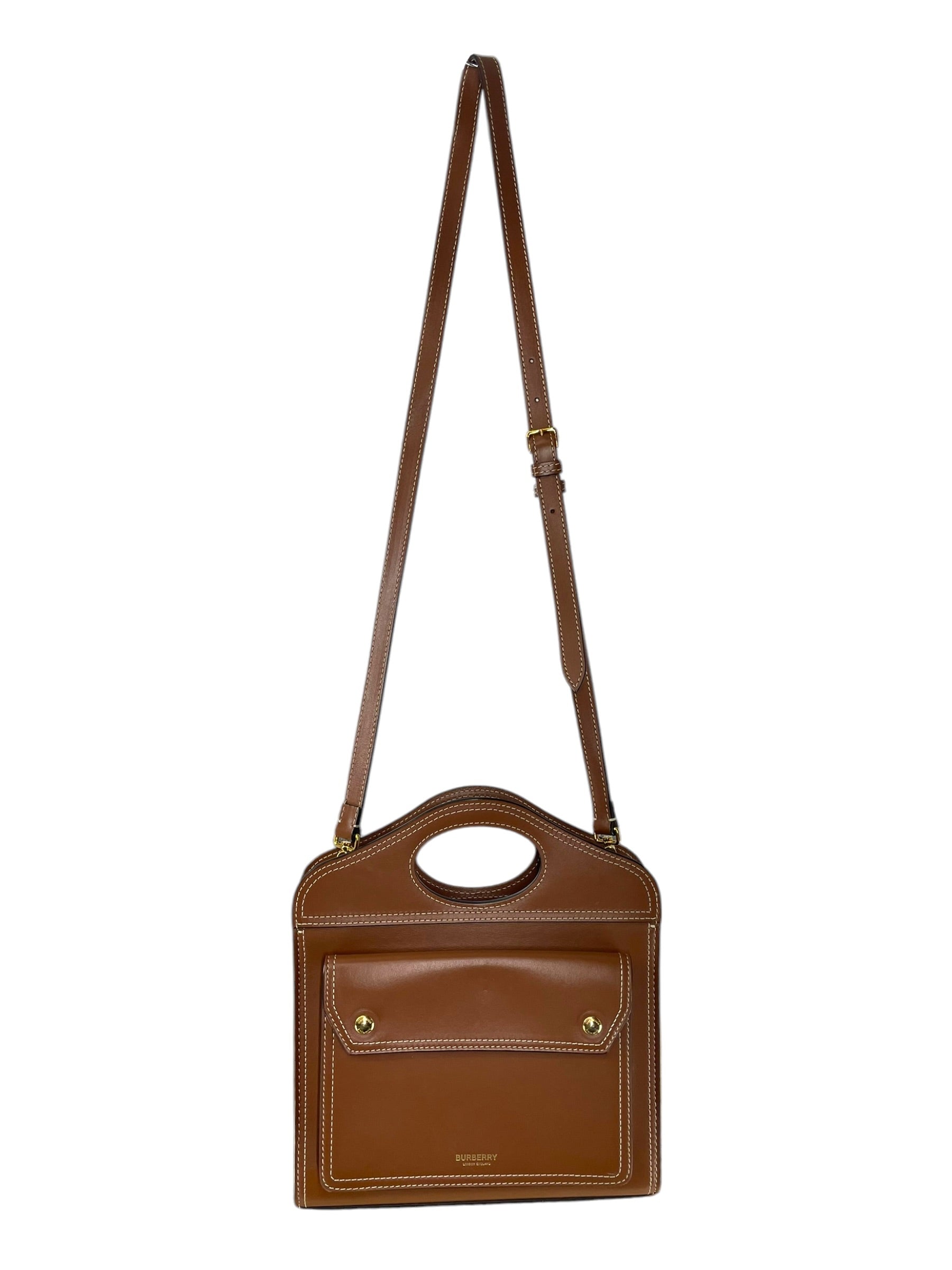 BURBERRY LONDON/Bag/Leather/BRW/BROWN LEATHER POCKT HANDLE BAG view 1