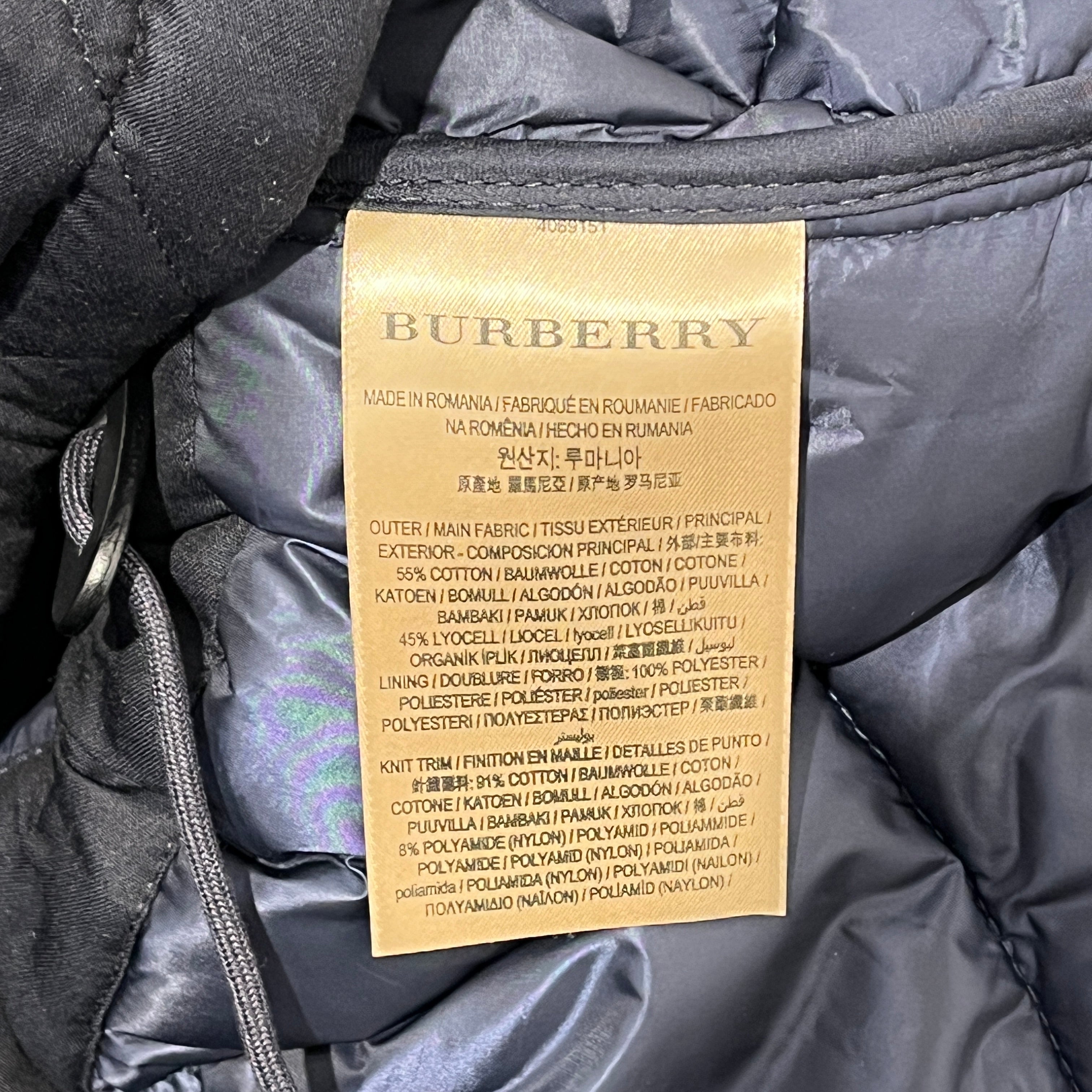 BURBERRY LONDON/Puffer Jkt/S/Cotton/NVY/Double Breasted/Quilted Hooded Puffer Jacket view 7