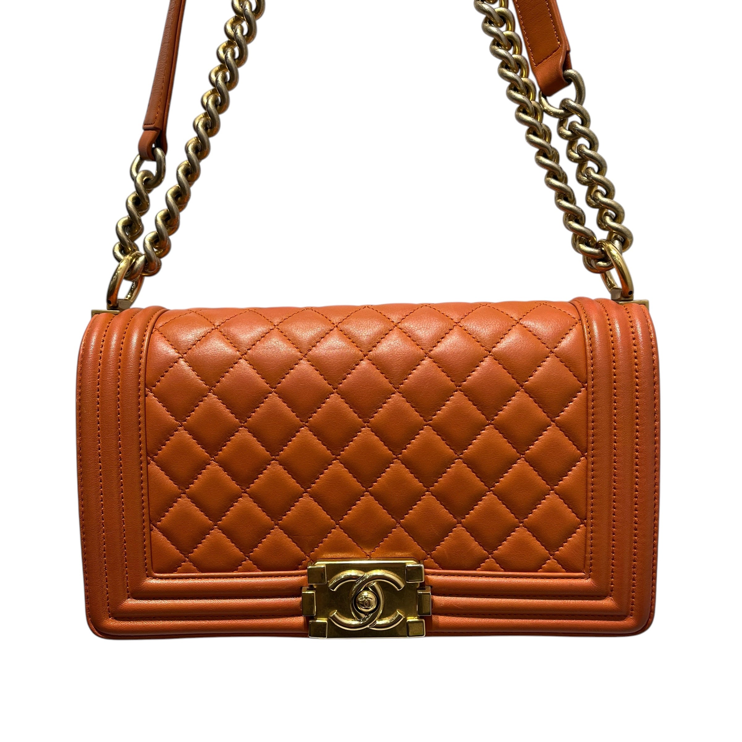 CHANEL/Cross Body Bag/Leather/ORN/MEDIUM BOY BAG view 9