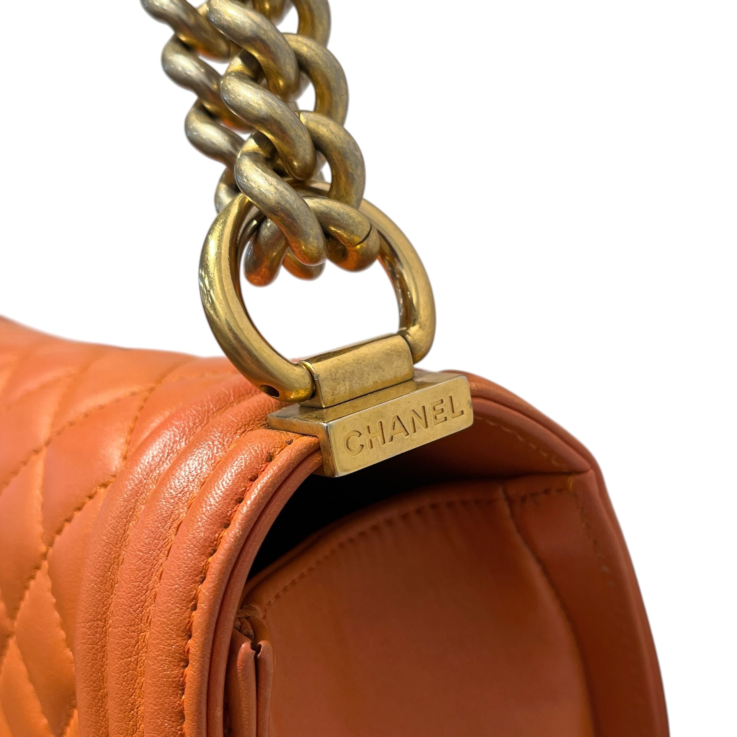 CHANEL/Cross Body Bag/Leather/ORN/MEDIUM BOY BAG view 10