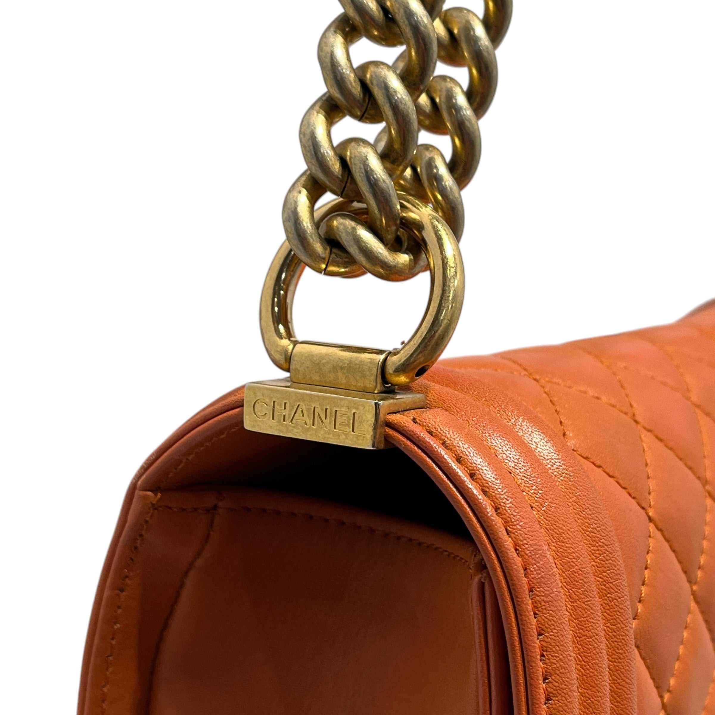 CHANEL/Cross Body Bag/Leather/ORN/MEDIUM BOY BAG view 12