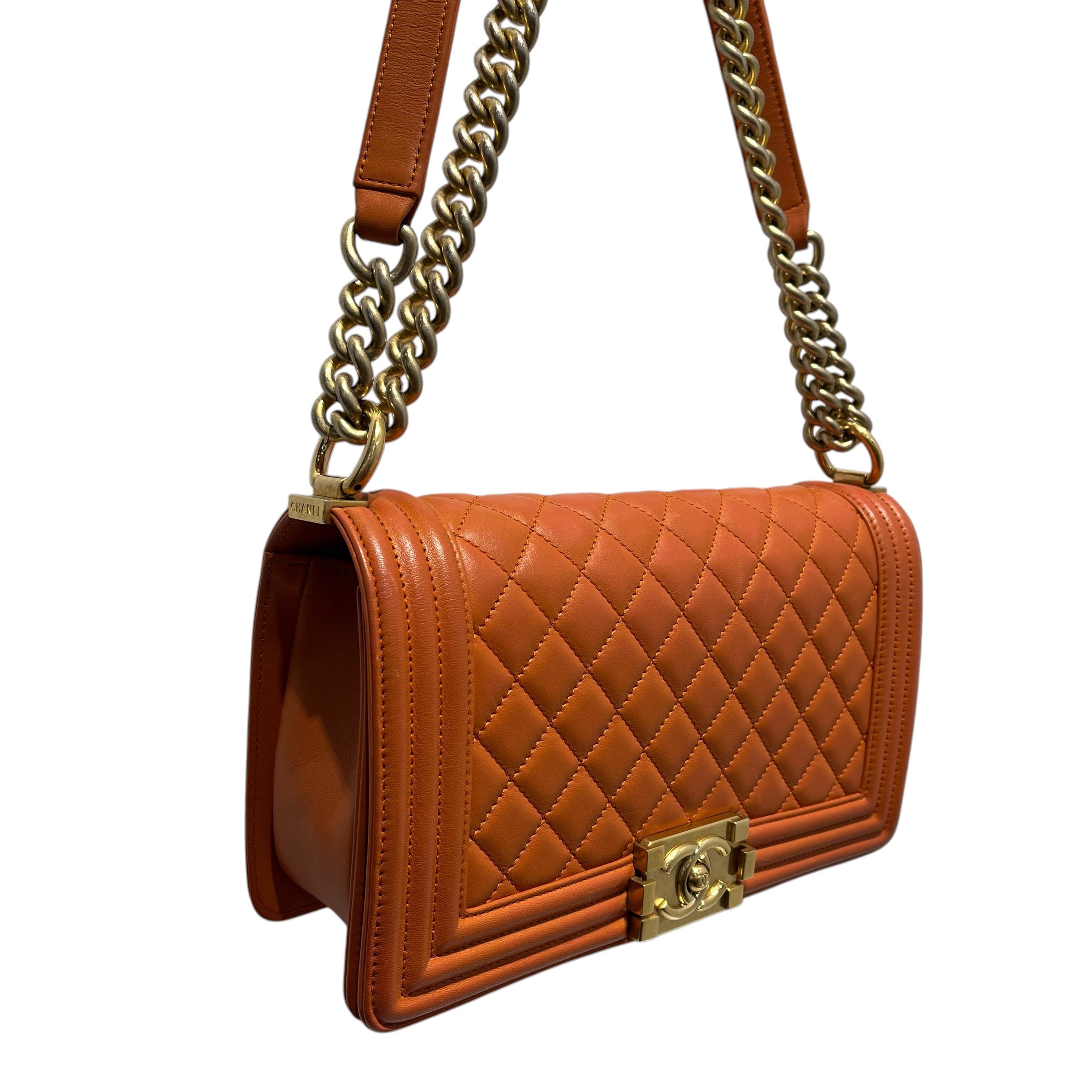 CHANEL/Cross Body Bag/Leather/ORN/MEDIUM BOY BAG view 13