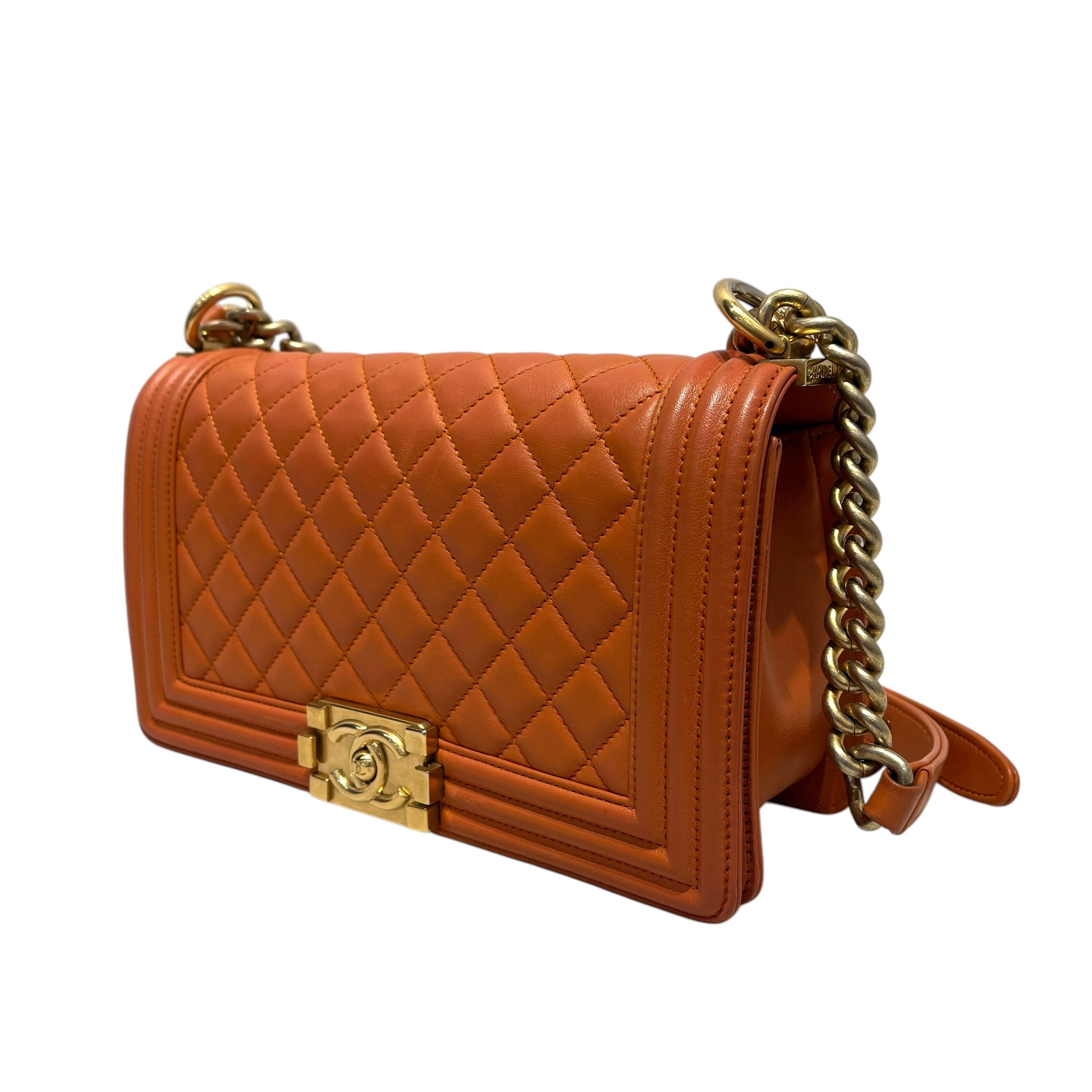CHANEL/Cross Body Bag/Leather/ORN/MEDIUM BOY BAG view 21