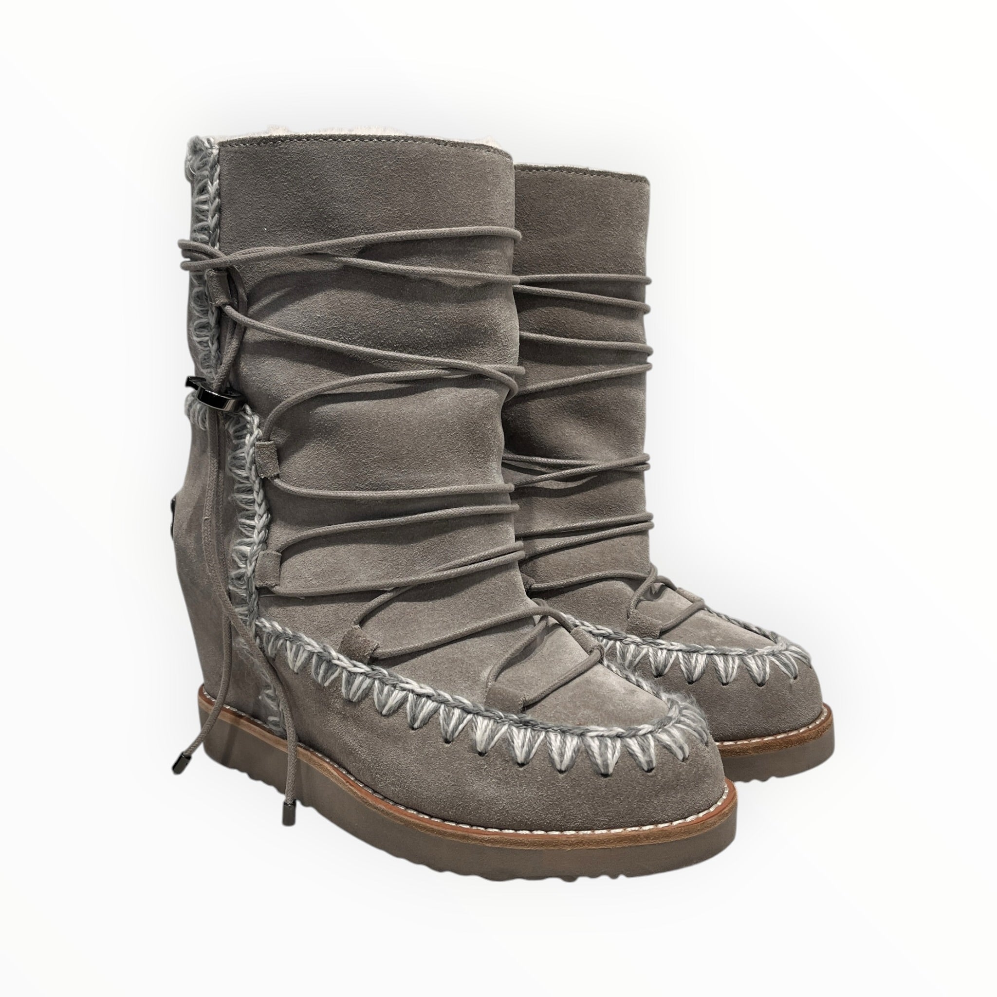 mou/Ankle Boots/US 6/Suede/GRY/FUR TRIM WEDGE BOOTS view 1