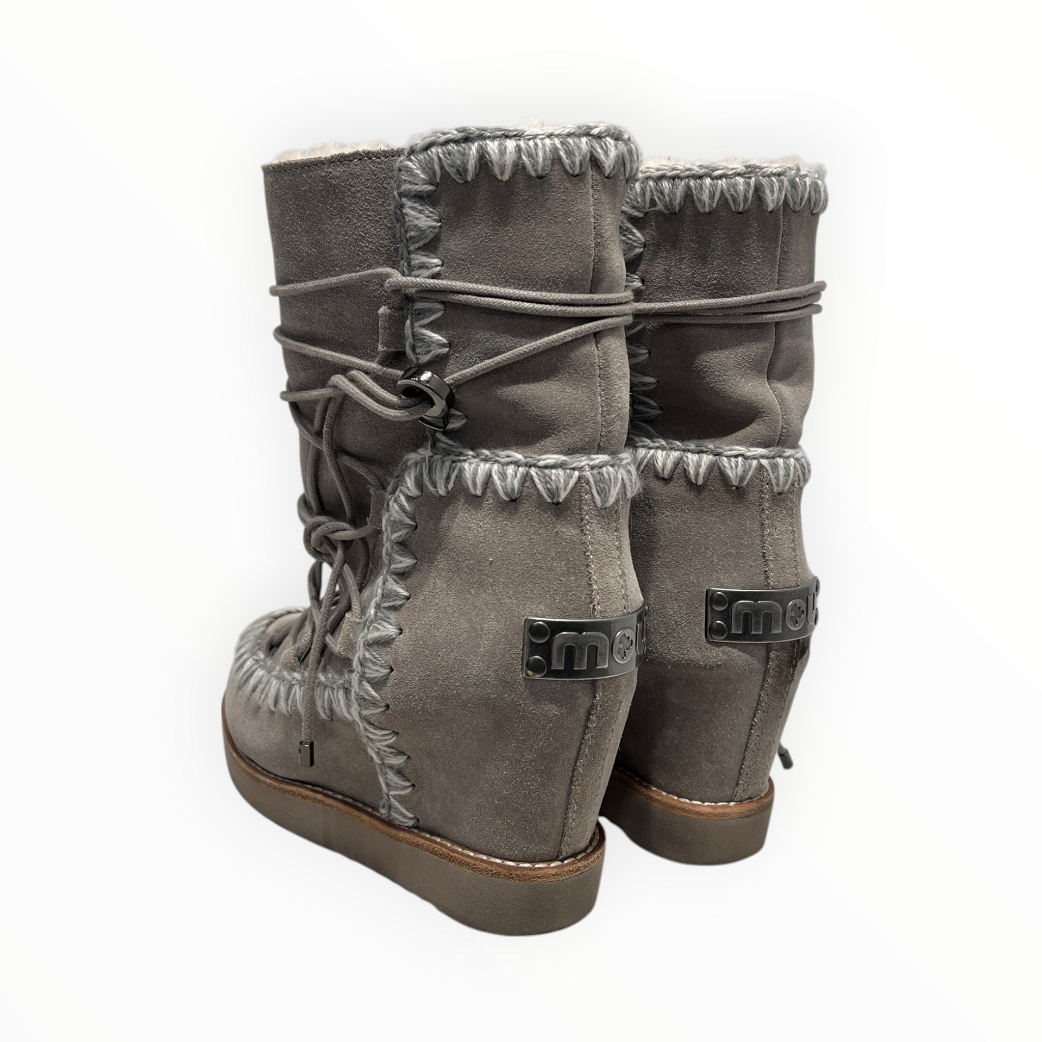 mou/Ankle Boots/US 6/Suede/GRY/FUR TRIM WEDGE BOOTS view 2