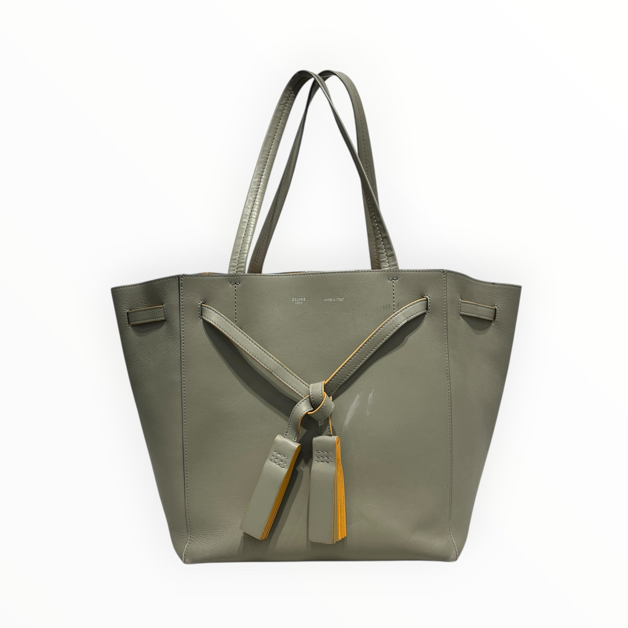 CELINE/Tote Bag/Leather/GRY/YEL INTERIOR/CABAS PHANTOM view 1