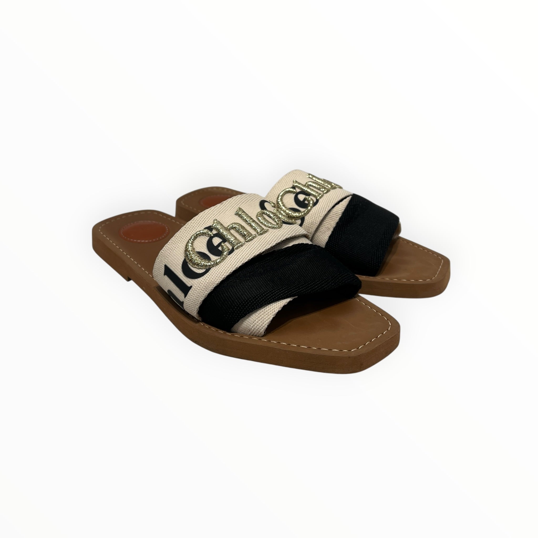 Chloe/Sandals/EU 39/Stripe/CRM/GOLD EMBROIDERY view 1