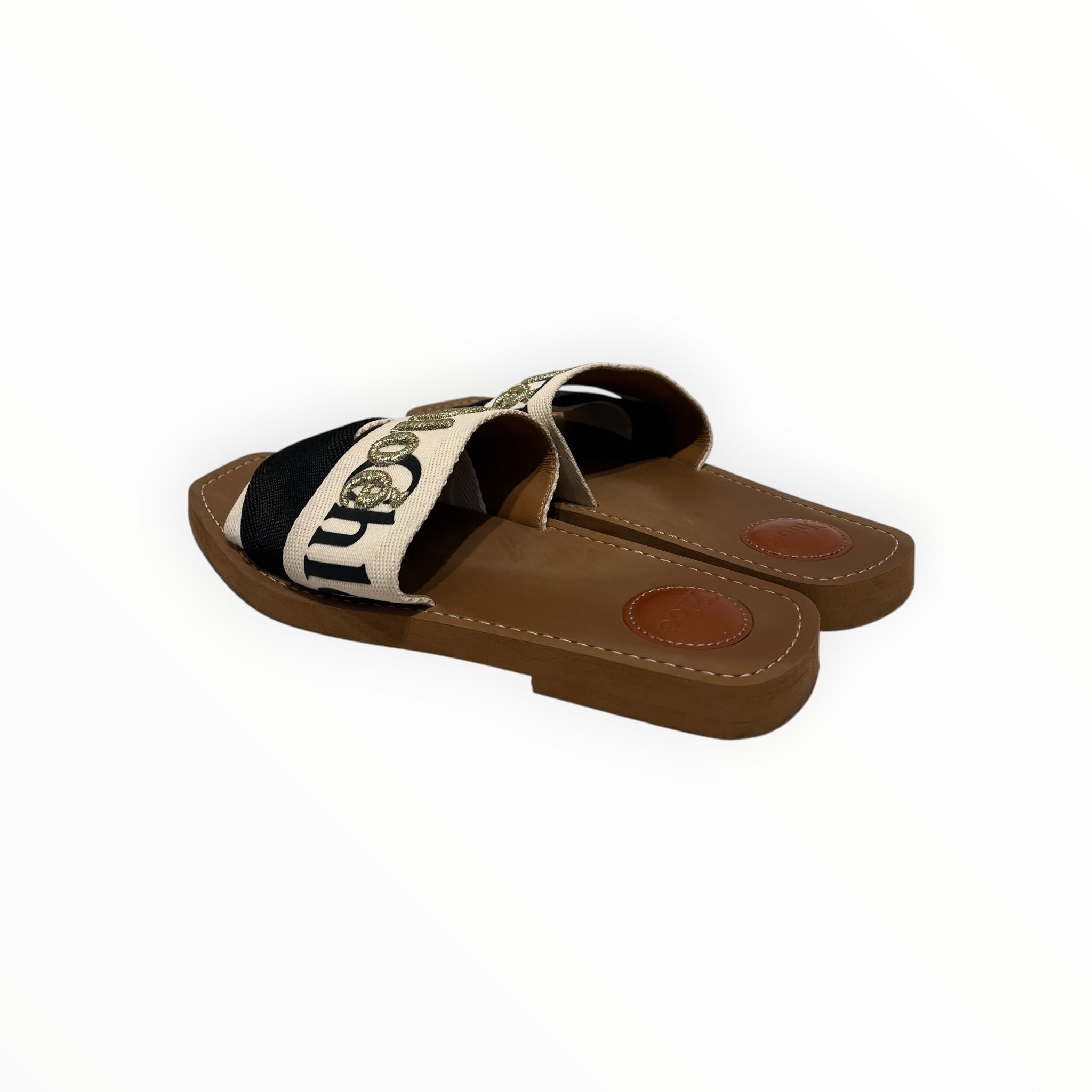 Chloe/Sandals/EU 39/Stripe/CRM/GOLD EMBROIDERY view 2