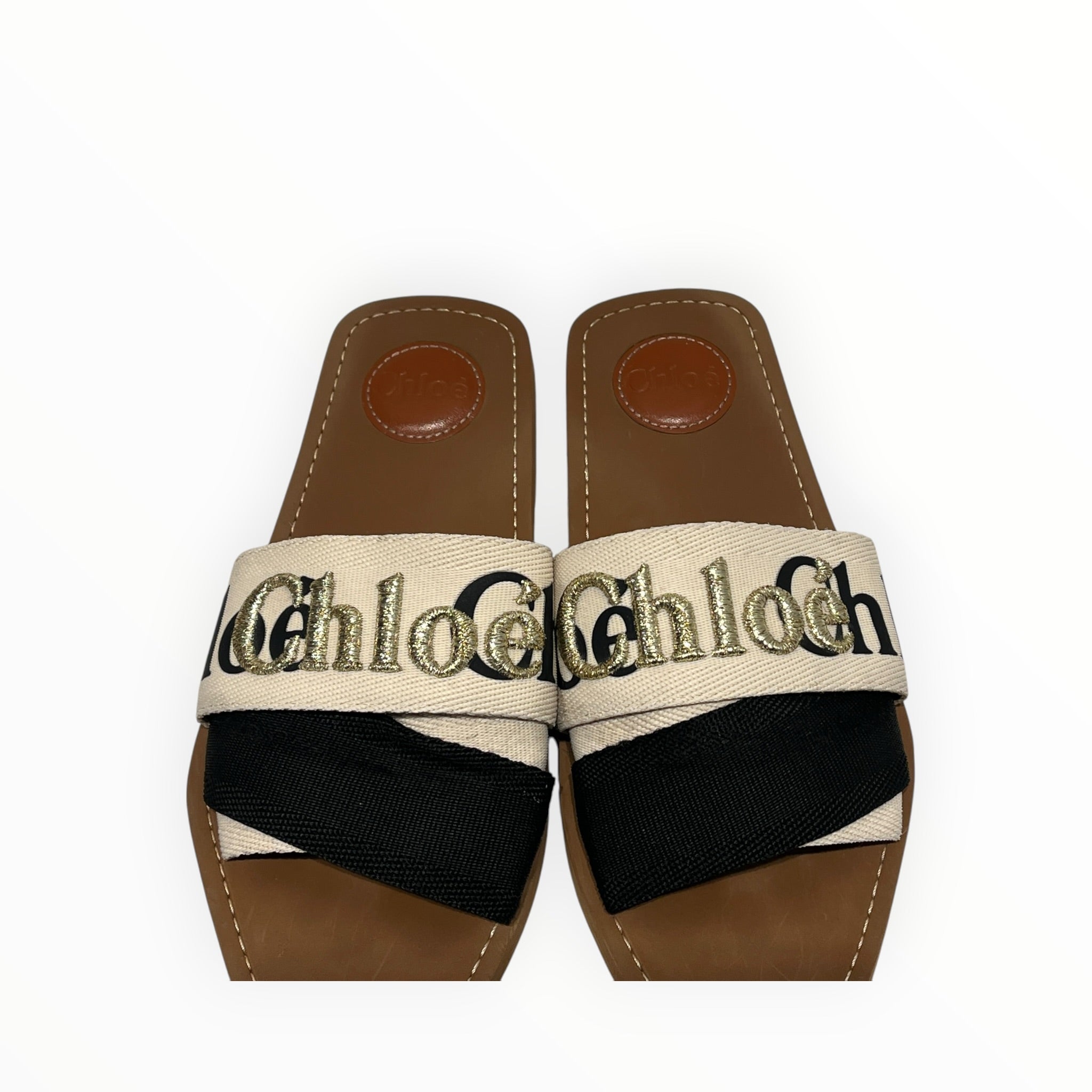 Chloe/Sandals/EU 39/Stripe/CRM/GOLD EMBROIDERY view 3