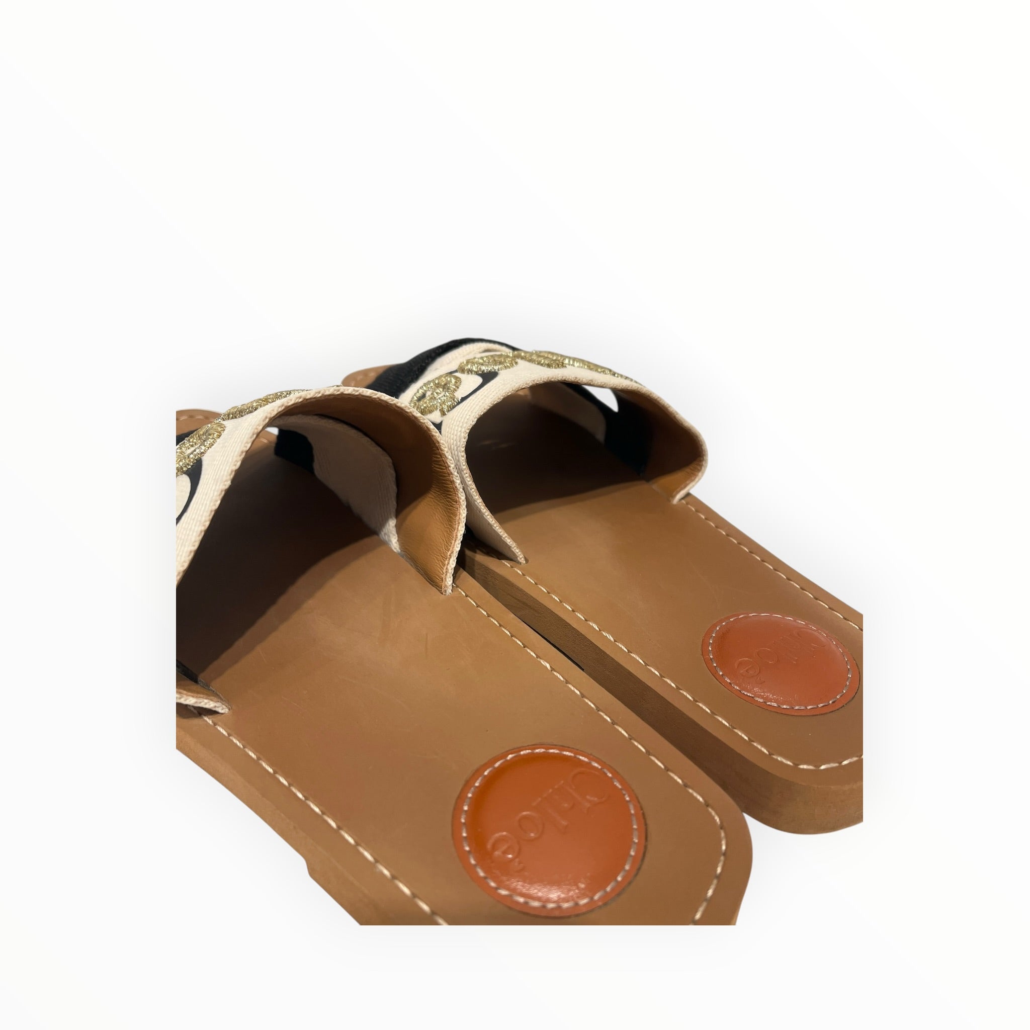 Chloe/Sandals/EU 39/Stripe/CRM/GOLD EMBROIDERY view 5