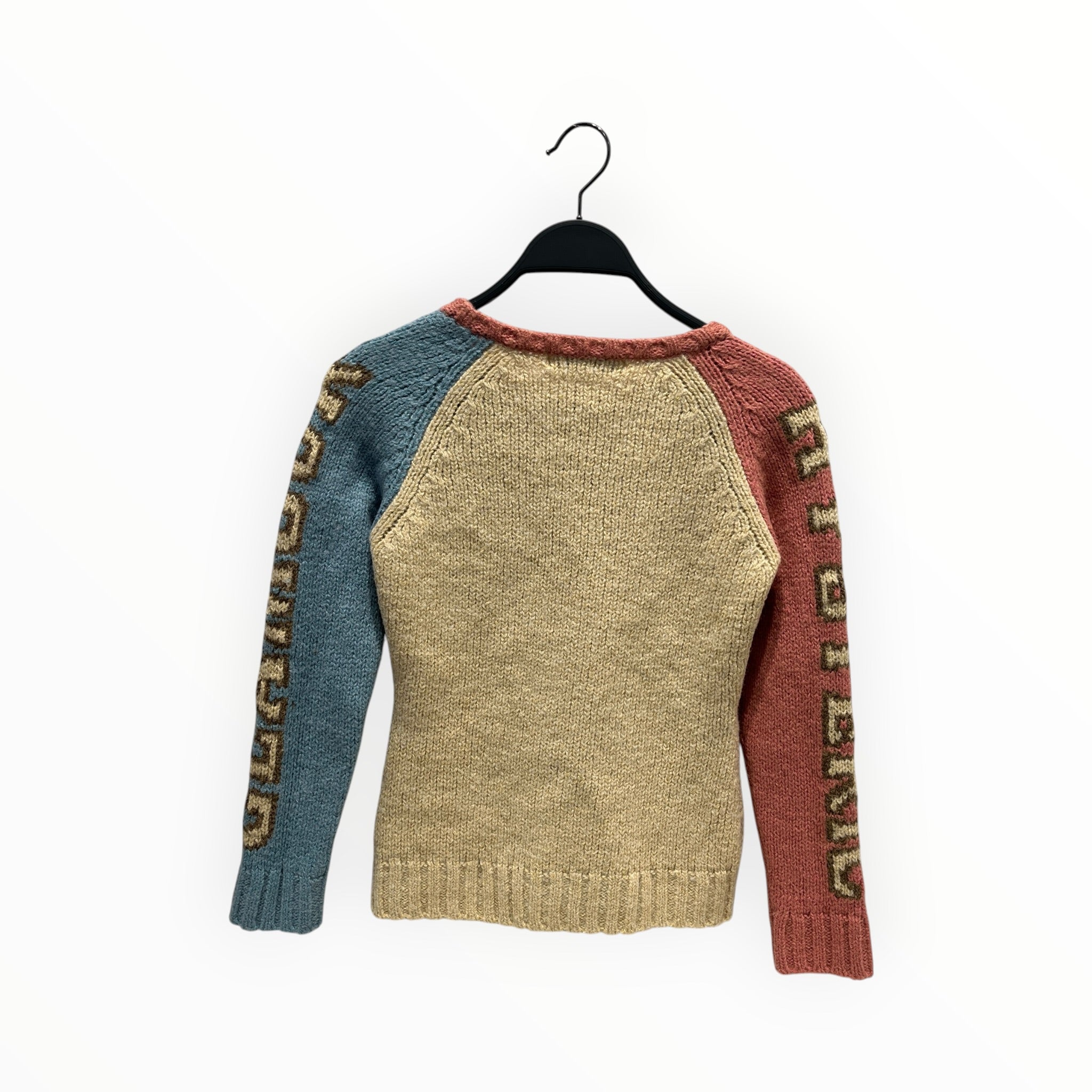 HYSTERIC GLAMOUR/Sweater/XS/Graphic/Wool/BEG/VINTAGE LILY COWICHAN/PINK/BLU view 2