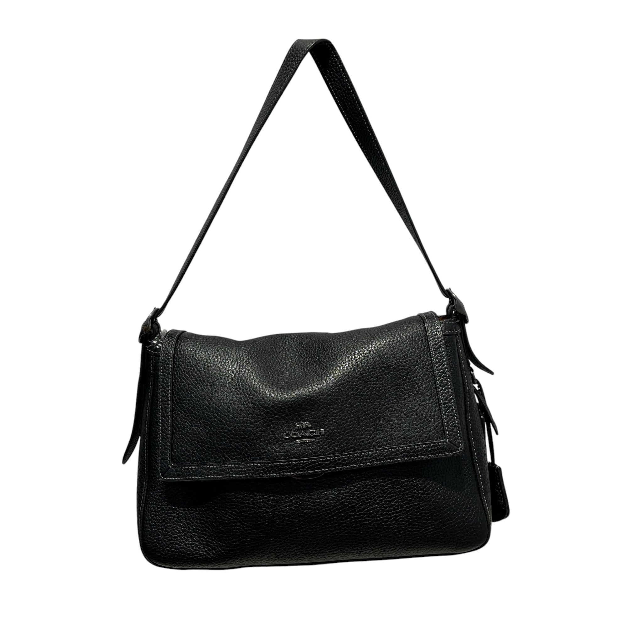 COACH/Hand Bag/Leather/BLK/etta flap view 1