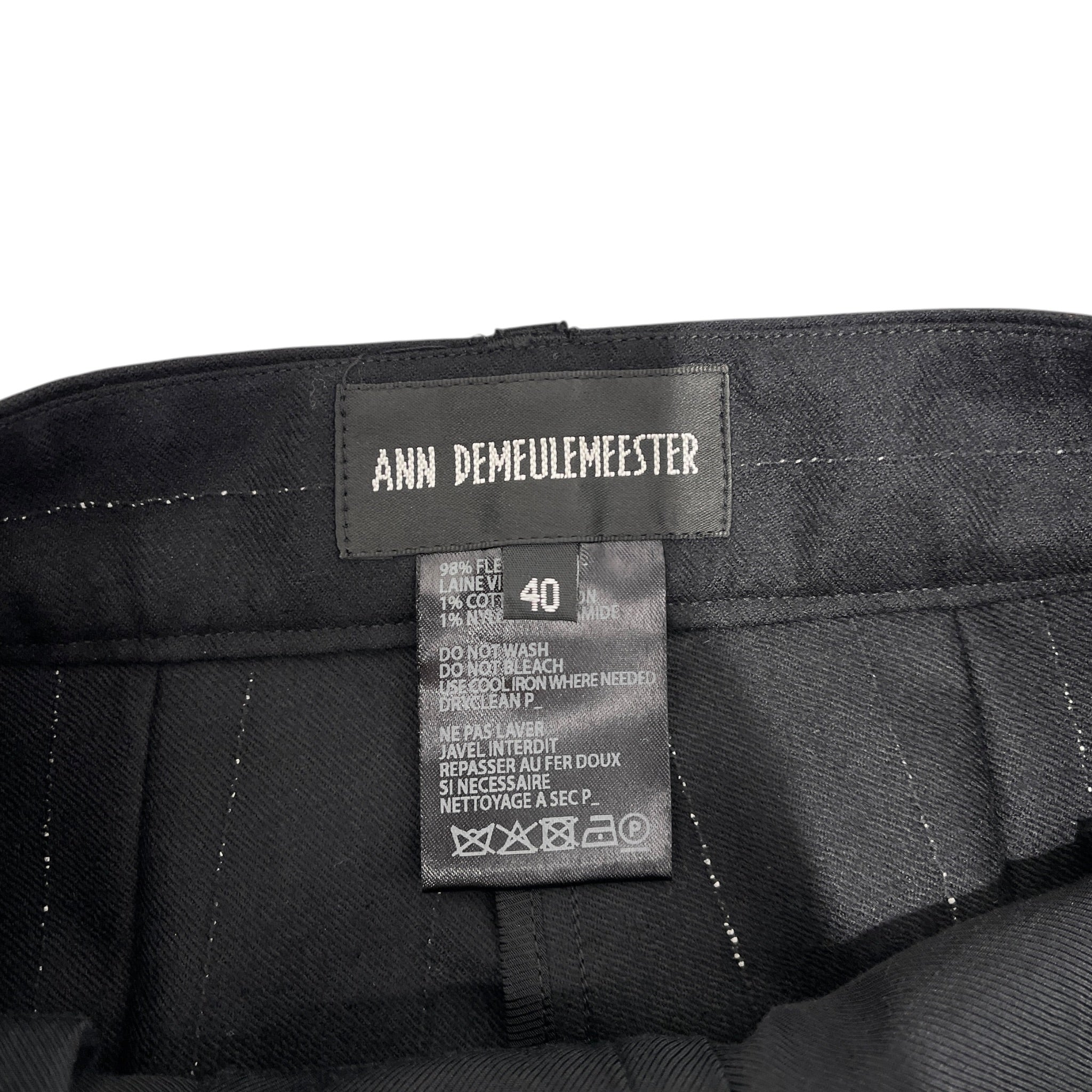 ANN DEMEULEMEESTER/Straight Pants/40/Wool/BLK/WHITE STRIPES SLACKS view 3
