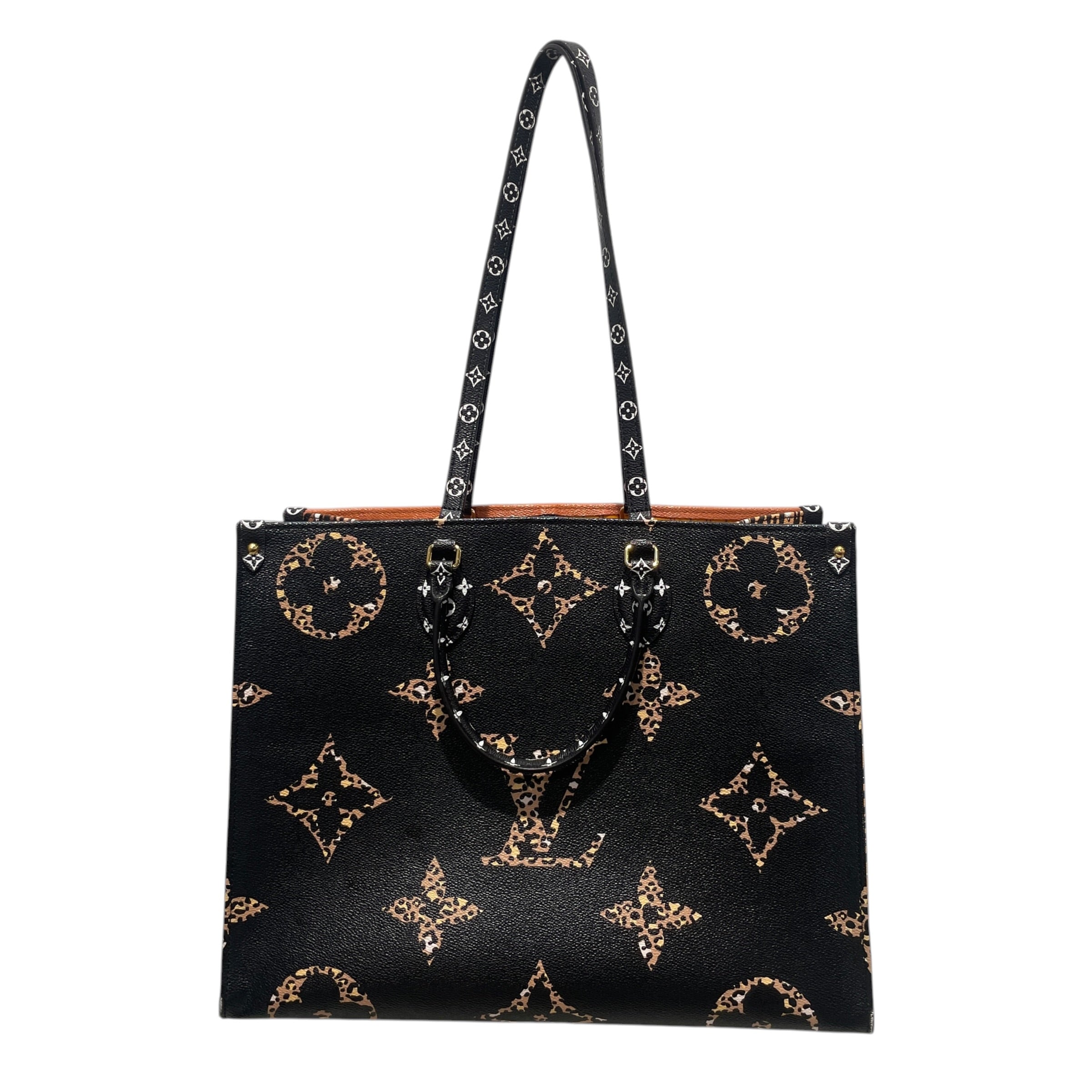 LOUIS VUITTON/Tote Bag/Monogram/Leather/BLK/monogram onthego view 1