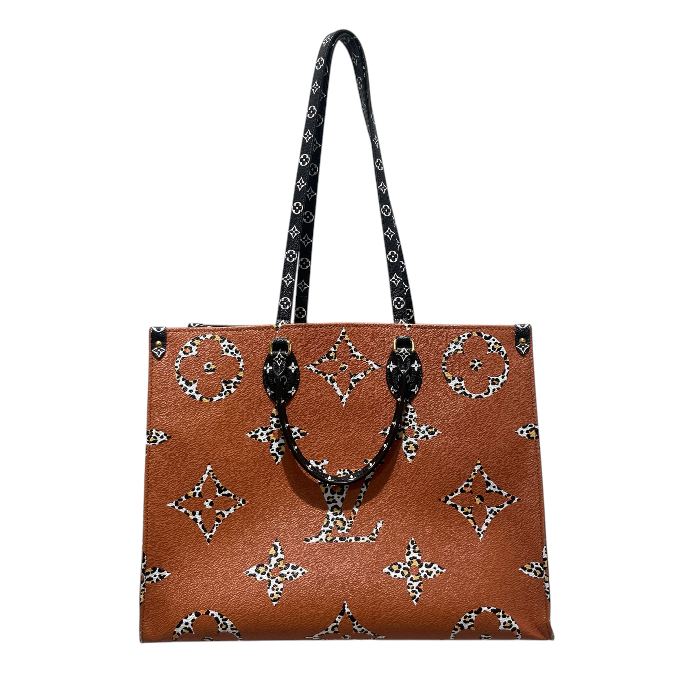 LOUIS VUITTON/Tote Bag/Monogram/Leather/BLK/monogram onthego view 2