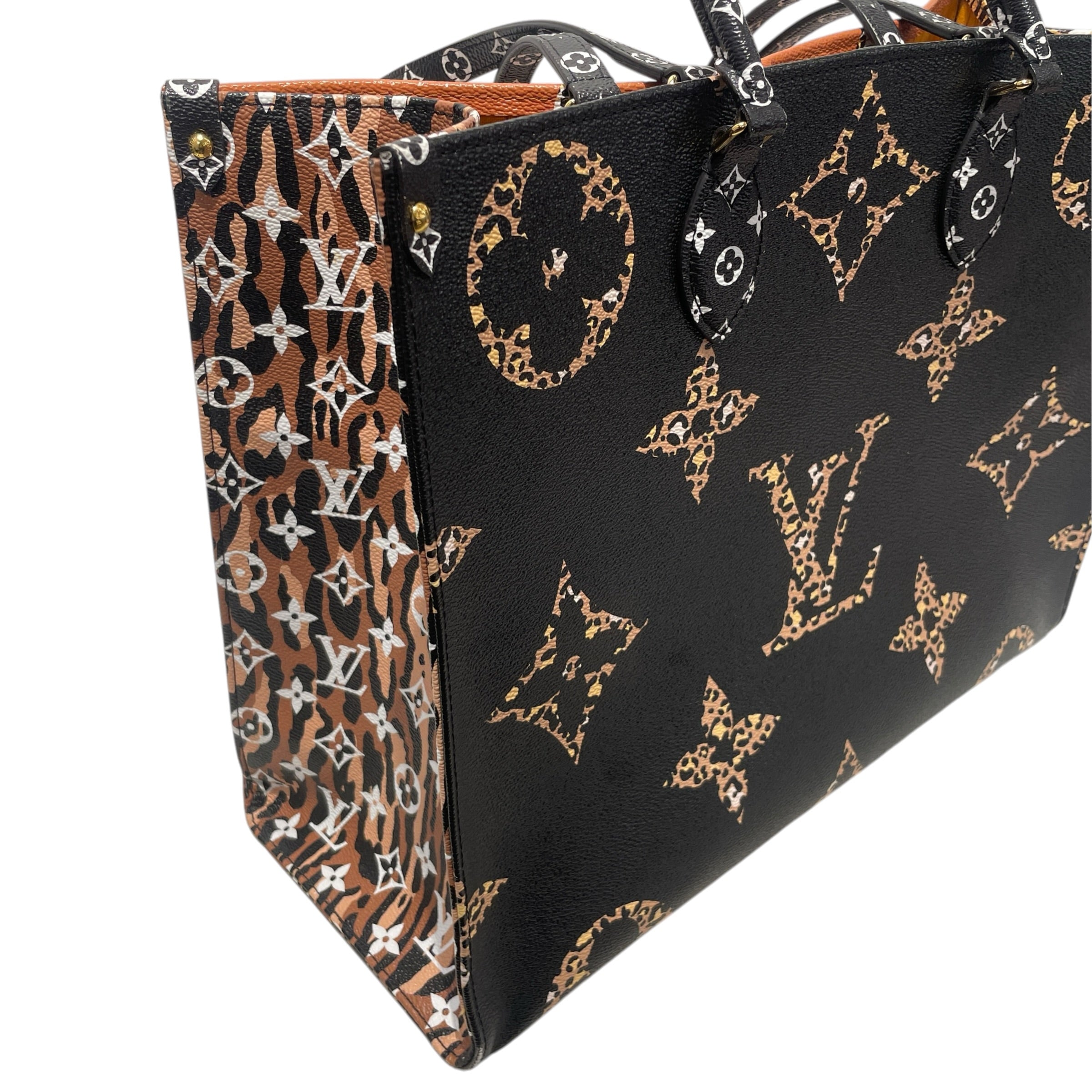LOUIS VUITTON/Tote Bag/Monogram/Leather/BLK/monogram onthego view 6