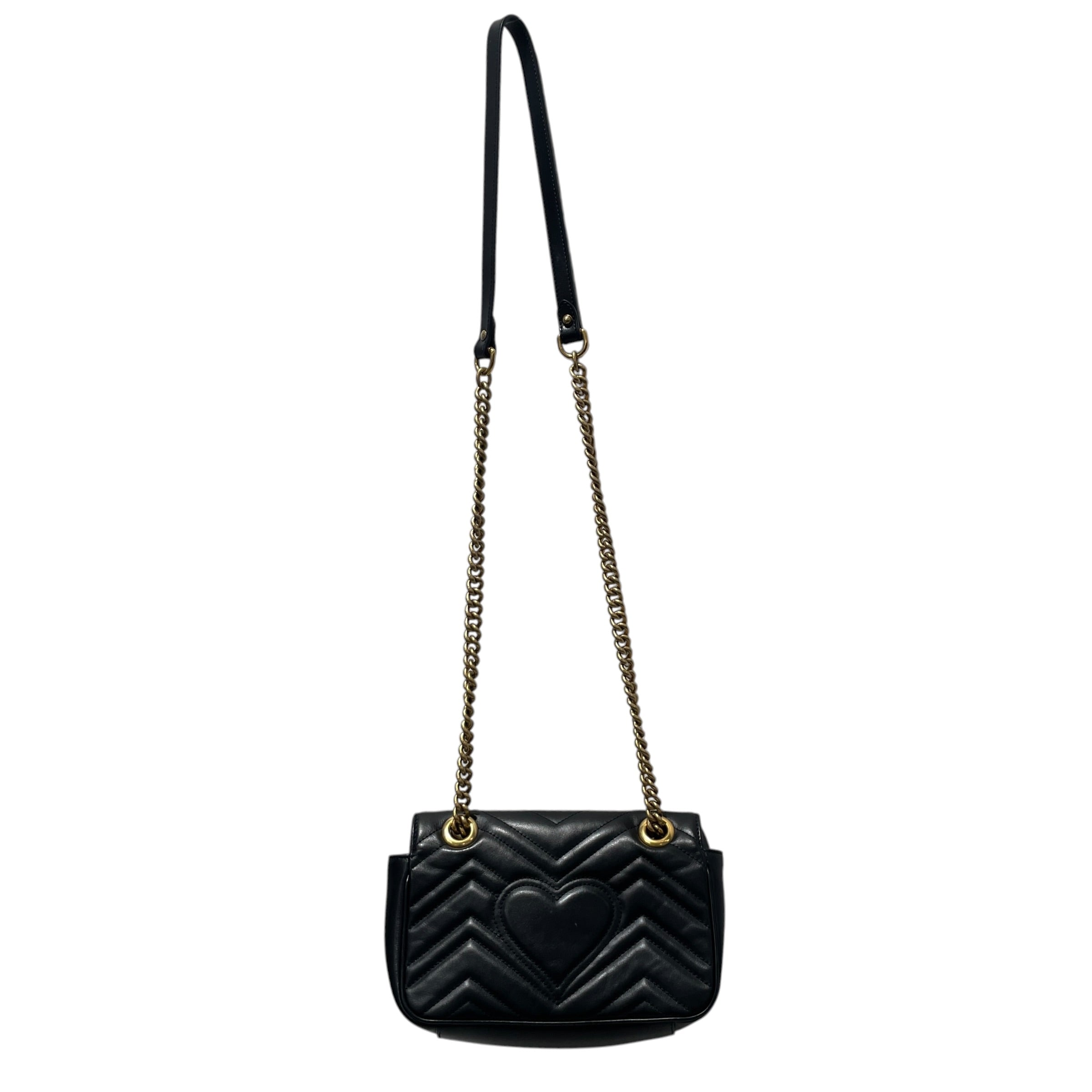 GUCCI/Cross Body Bag/Leather/BLK/double g marmont mini view 2