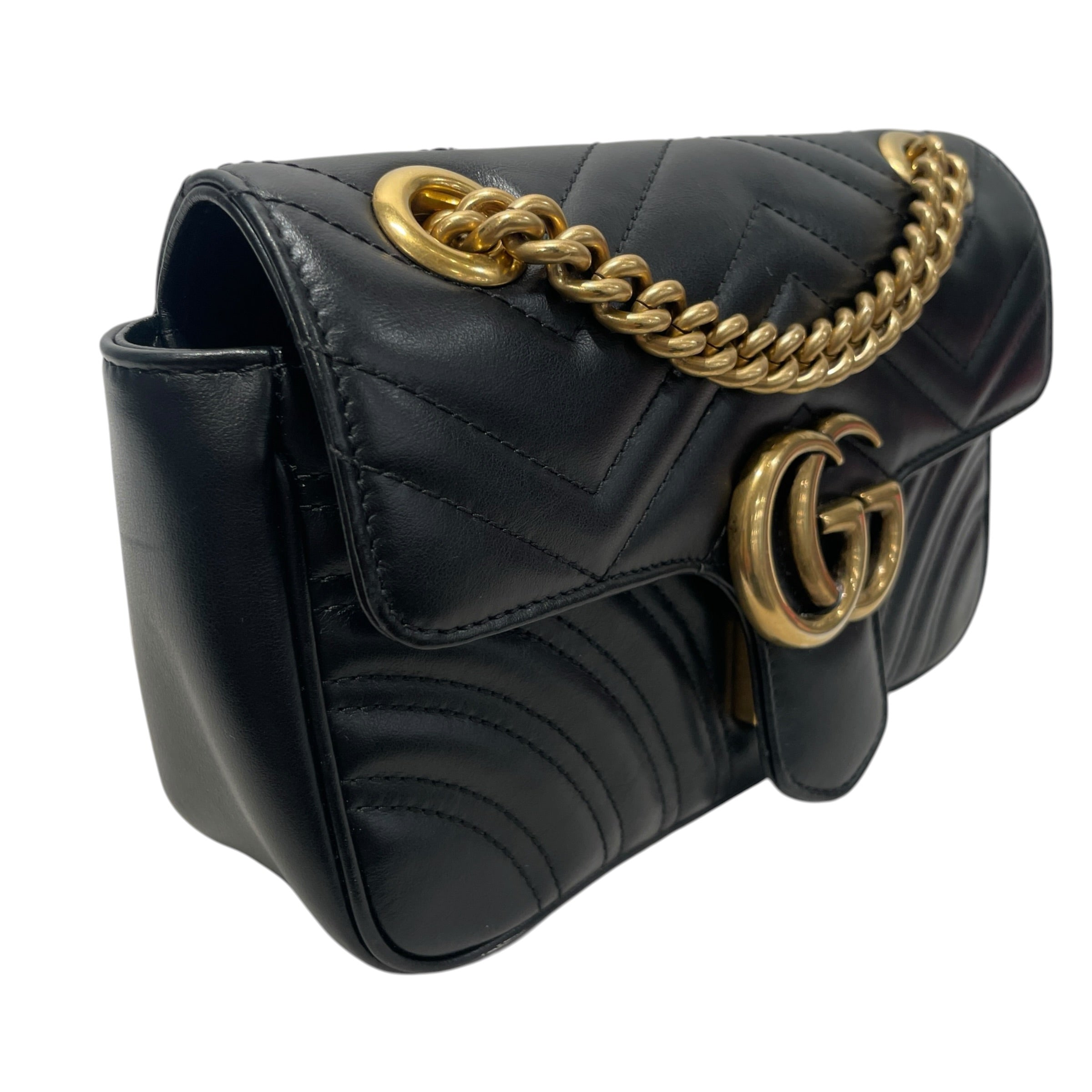 GUCCI/Cross Body Bag/Leather/BLK/double g marmont mini view 6