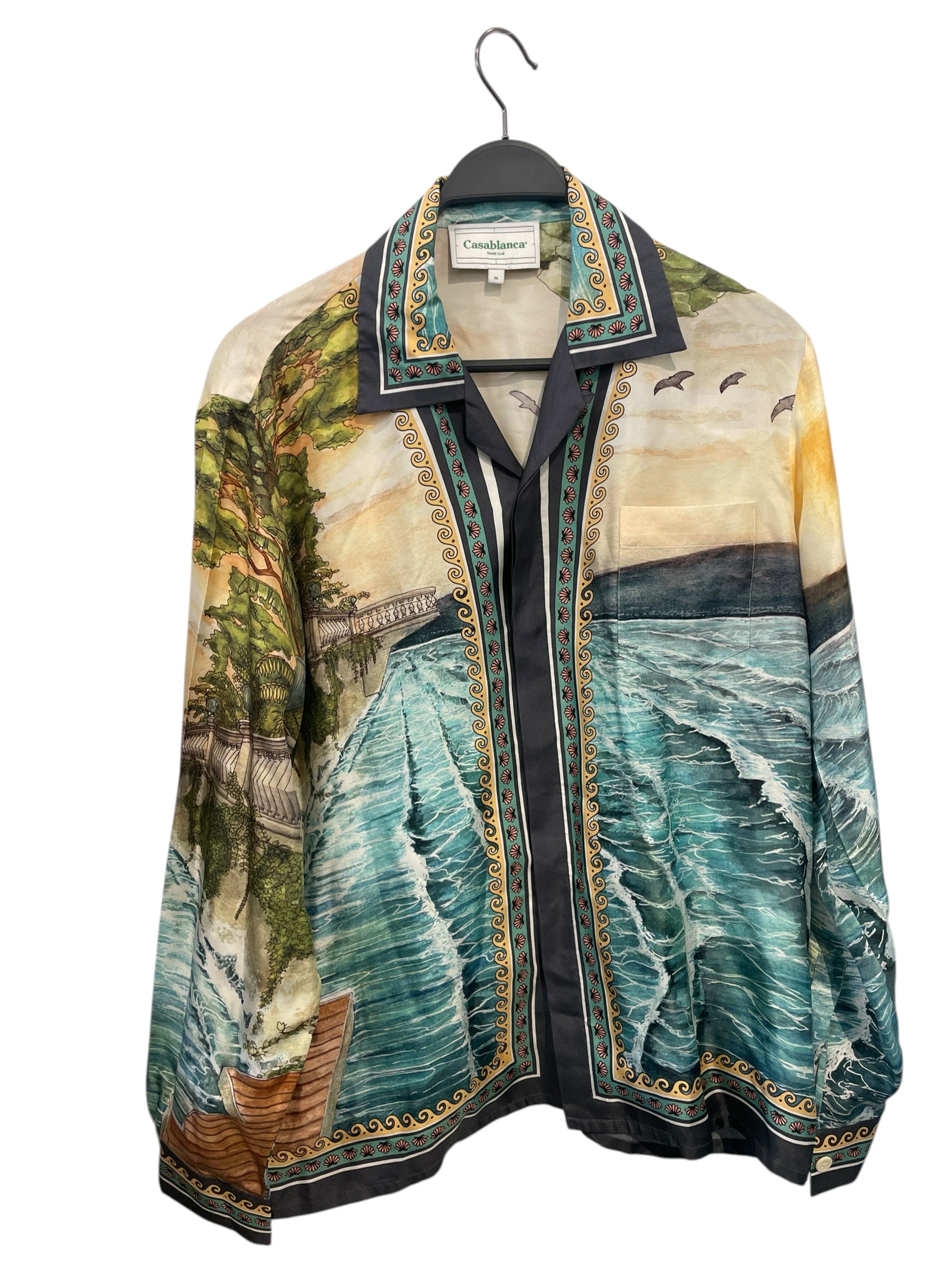 CASABLANCA/LS Shirt/M/Silk/MLT/Camouflage/Beach sunset patterend collar view 1