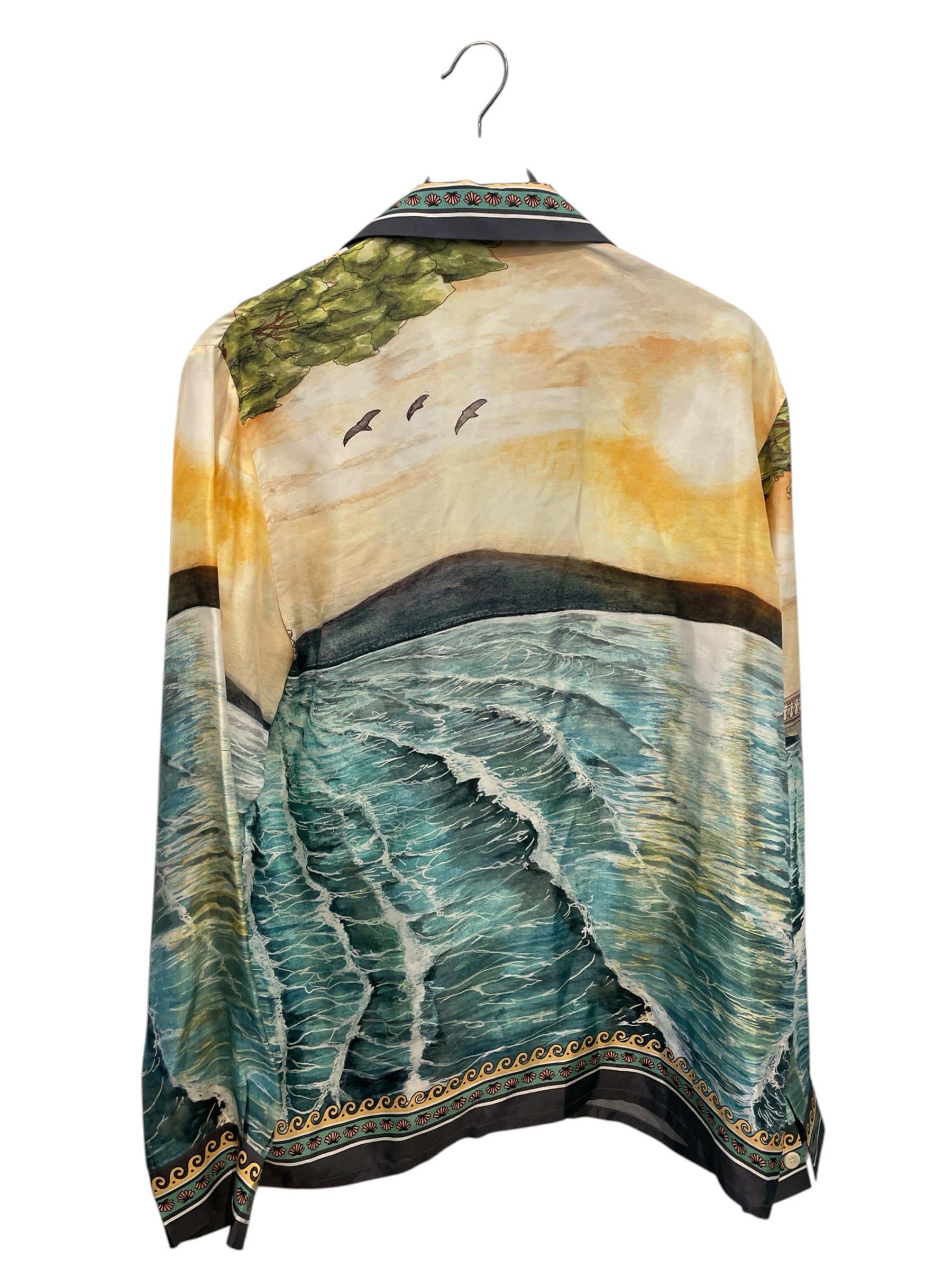 CASABLANCA/LS Shirt/M/Silk/MLT/Camouflage/Beach sunset patterend collar view 2