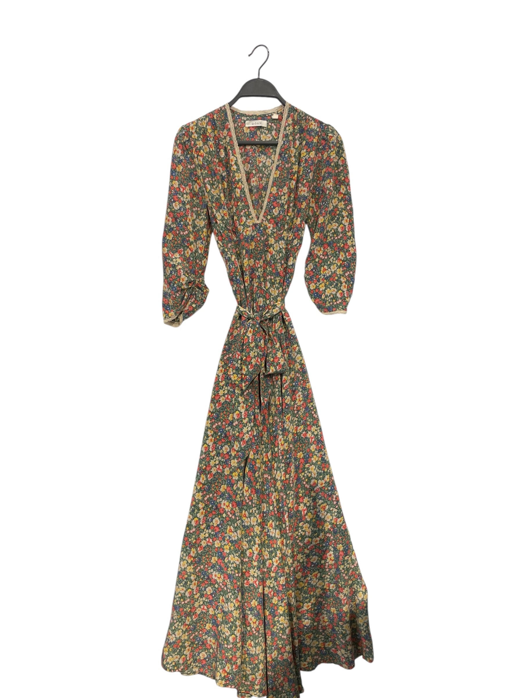 DOEN/3|4S Dress/S/Floral Pattern/Cotton/GRN/Maxi Length/PINK AND YELLOW FLOWERS view 1