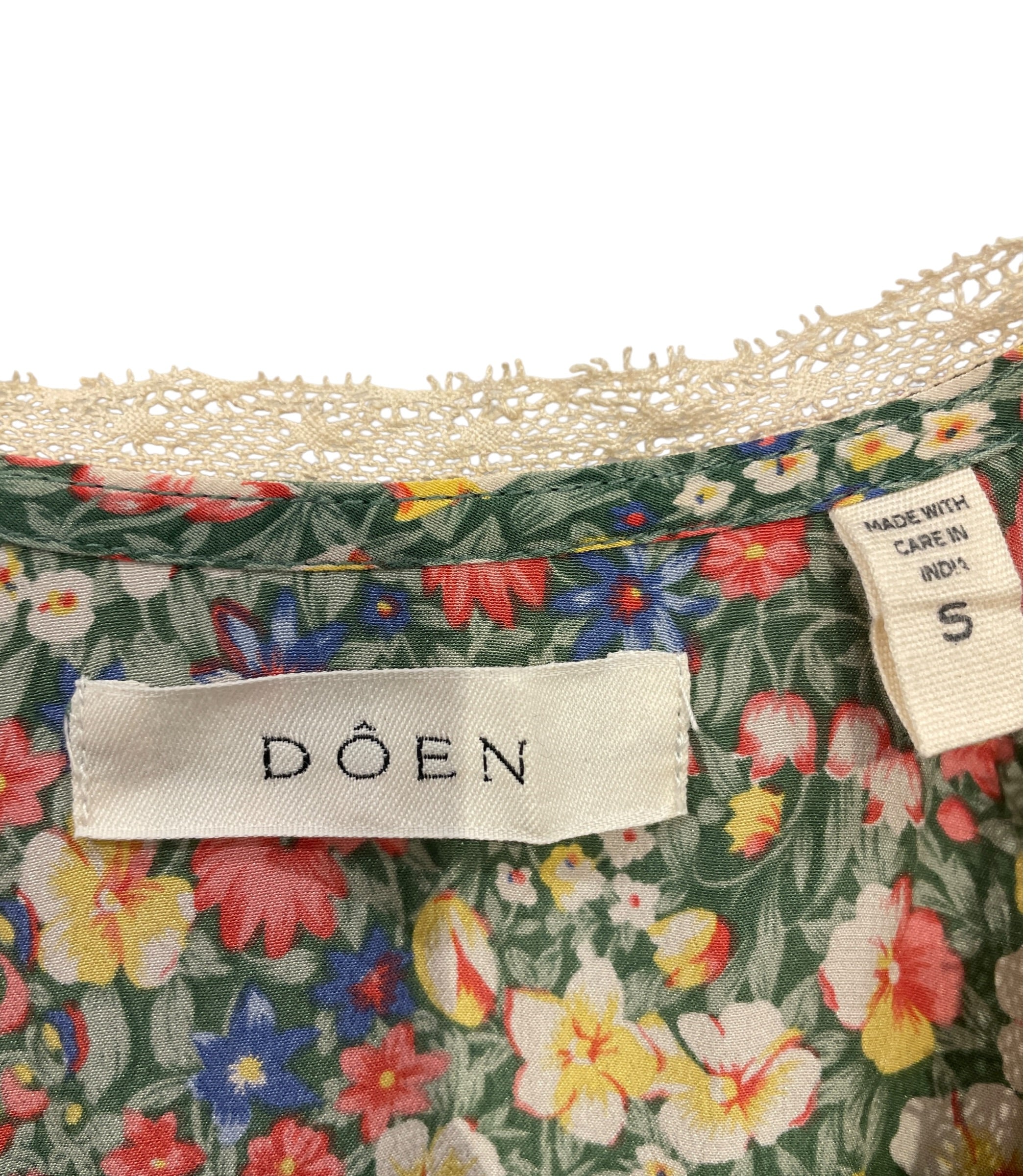 DOEN/3|4S Dress/S/Floral Pattern/Cotton/GRN/Maxi Length/PINK AND YELLOW FLOWERS view 3
