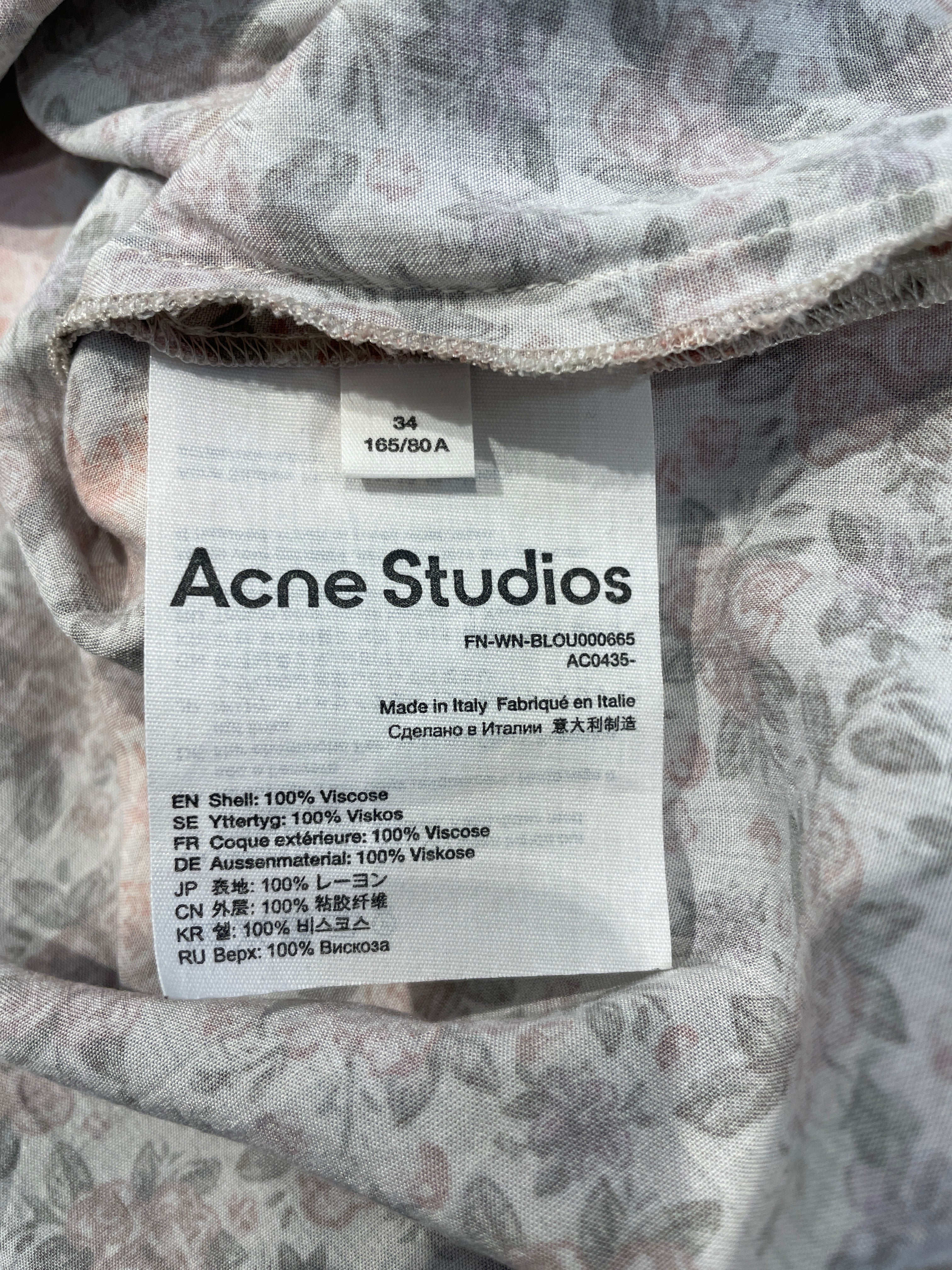 Acne Studios/LS Shirt/34/Floral Pattern/Cotton/PNK/PNK FLORAL BUTTON UP view 4