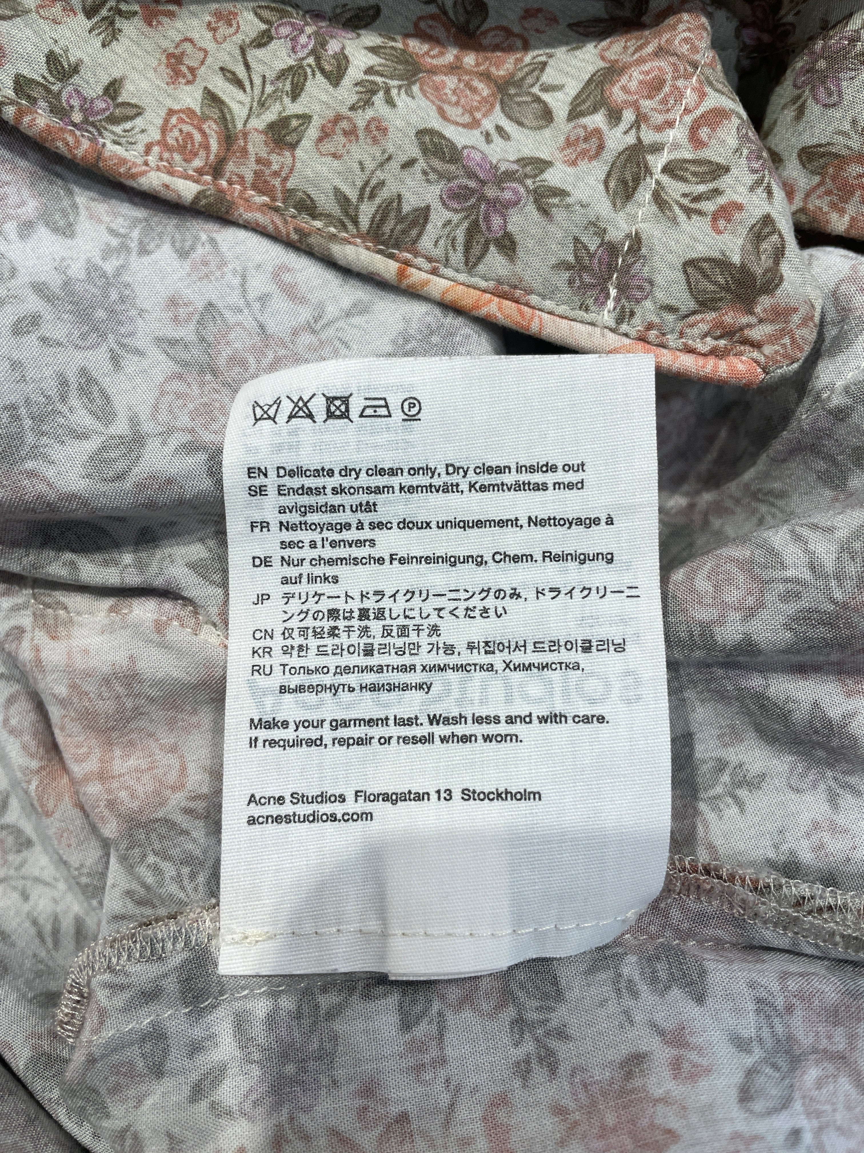 Acne Studios/LS Shirt/34/Floral Pattern/Cotton/PNK/PNK FLORAL BUTTON UP view 5