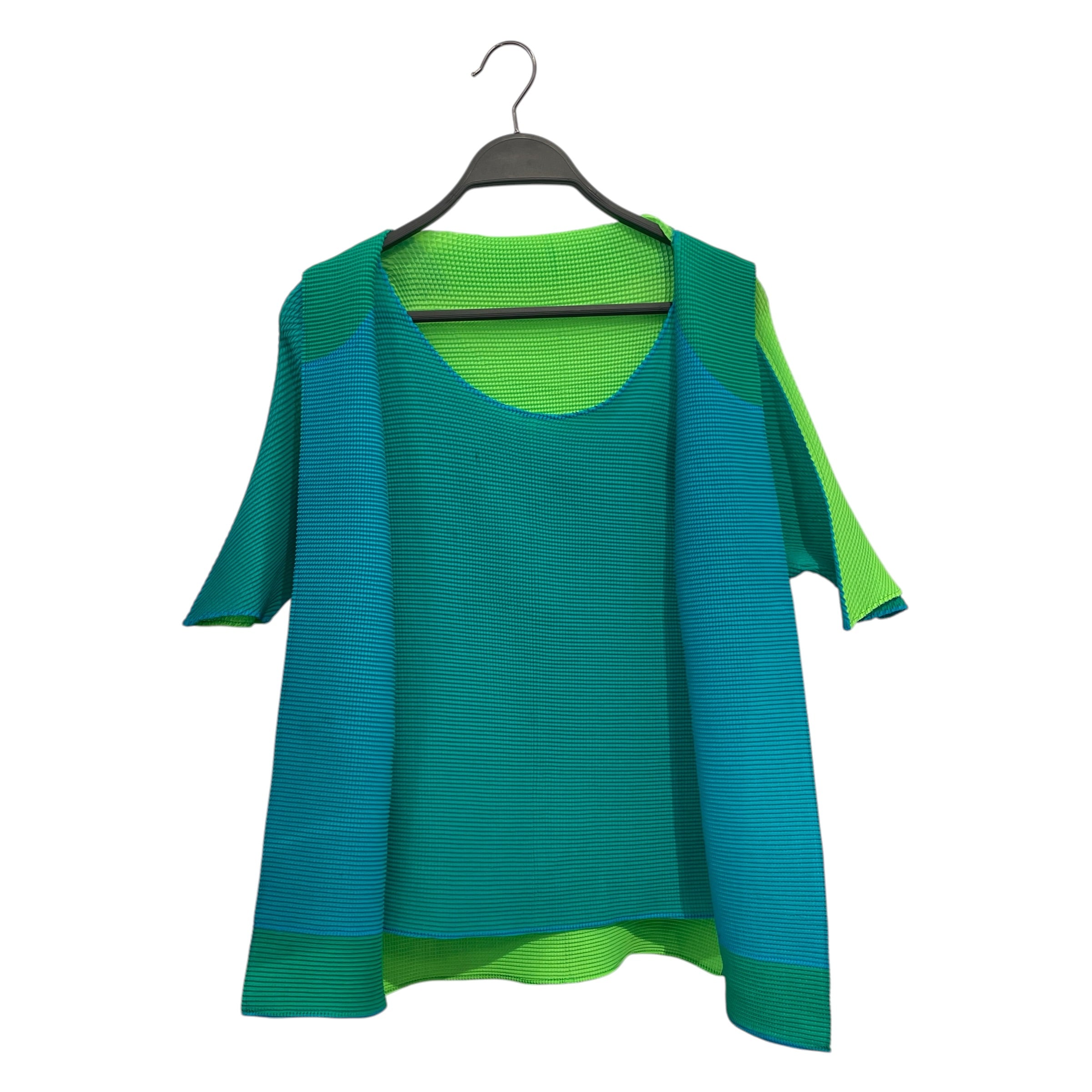 PLEATS PLEASE ISSEY MIYAKE/Cut & Sew/3/GRN/green blue layered shirt 3 view 1