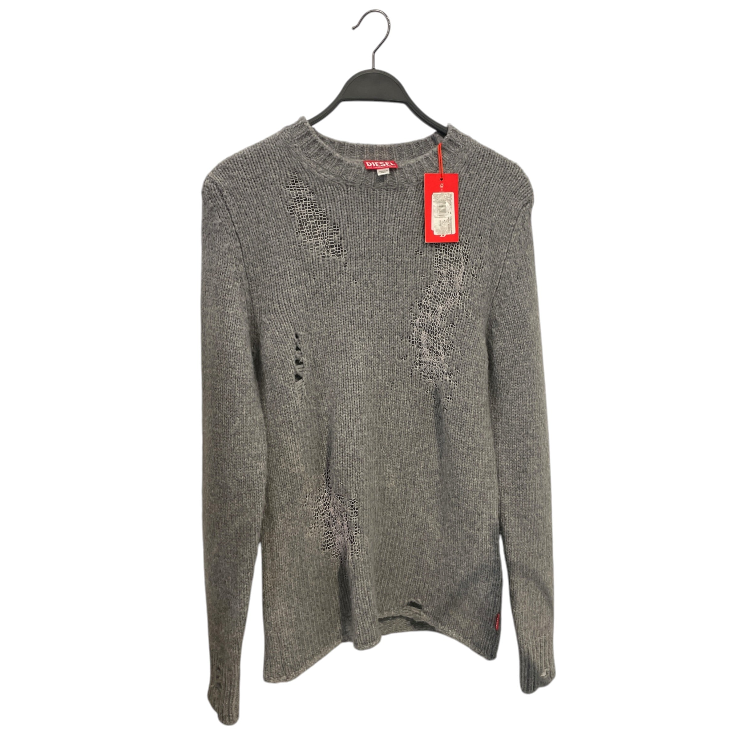DIESEL/Sweater/M/Wool/GRY/DISTRESSED W/ PURPLE STITCHING view 1