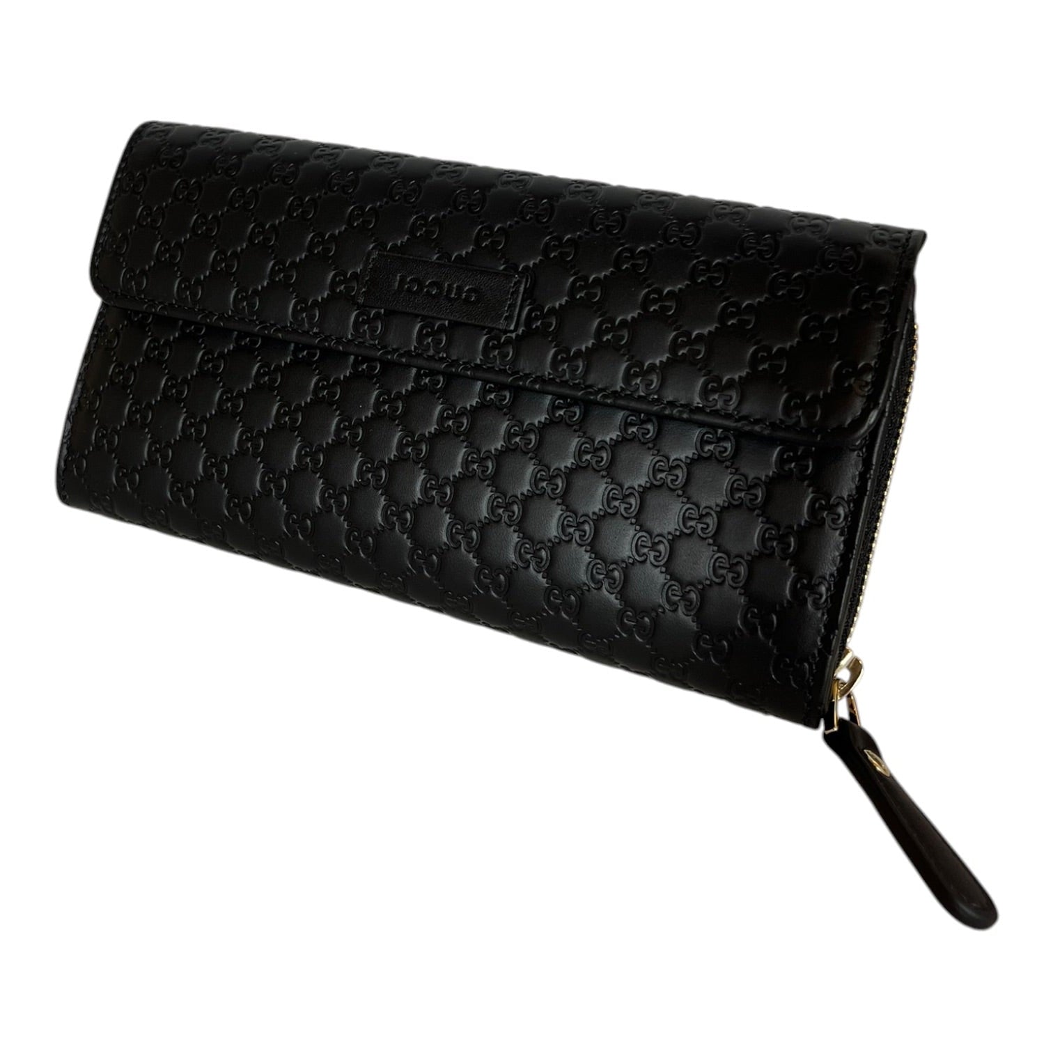 GUCCI/Long Wallet/Monogram/Leather/BLK/L's/MICROGUCCISSIMA LONG ZIP/ FOLD view 1